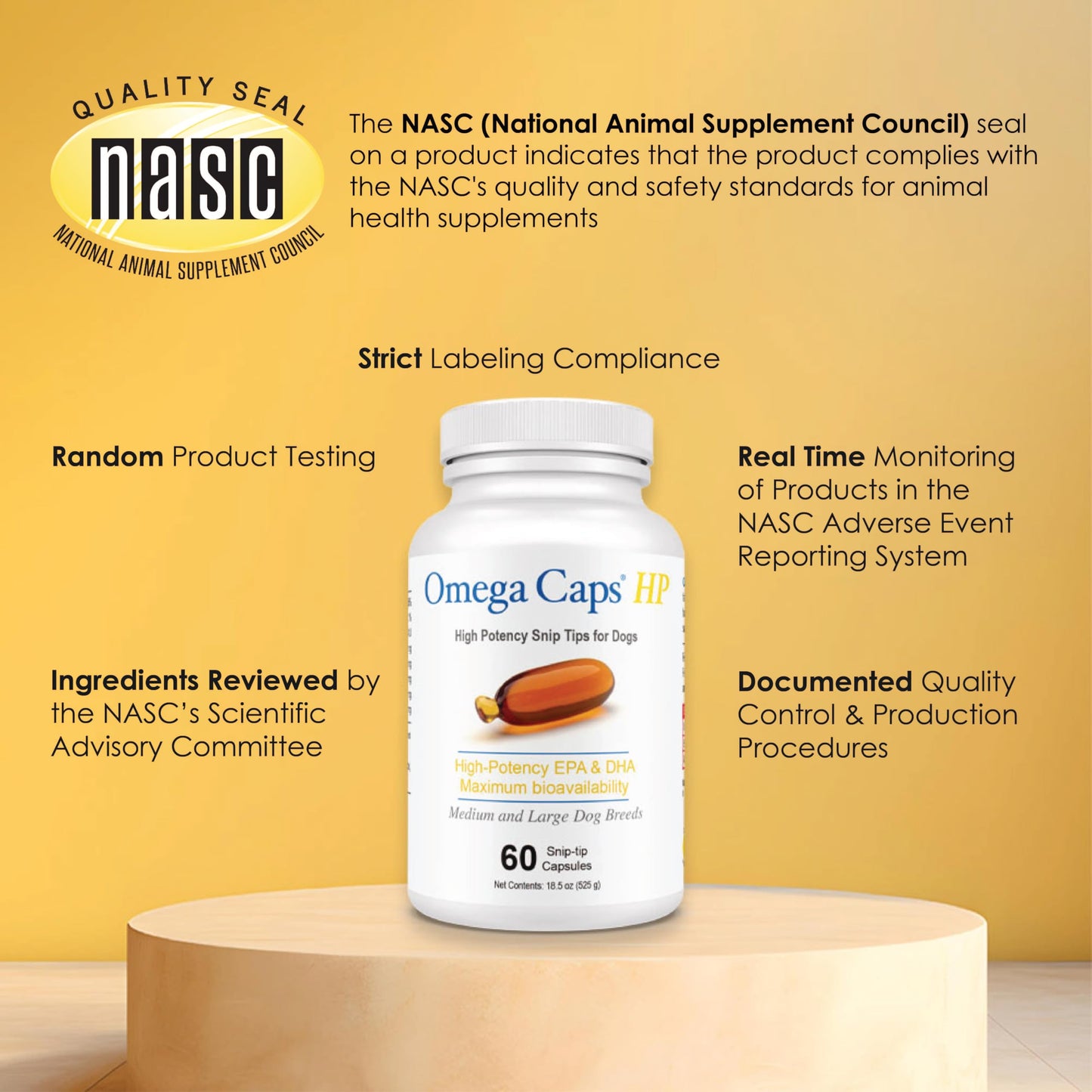 OMEGA-CAPS ES HP Snip Tips for Cats and Small Dogs High Potency EPA and DHA Maximum Bioavailability Fish Oil Supplement Vet Formulated Made in USA Skin Coat Joint and Heart Health 60 Capsules