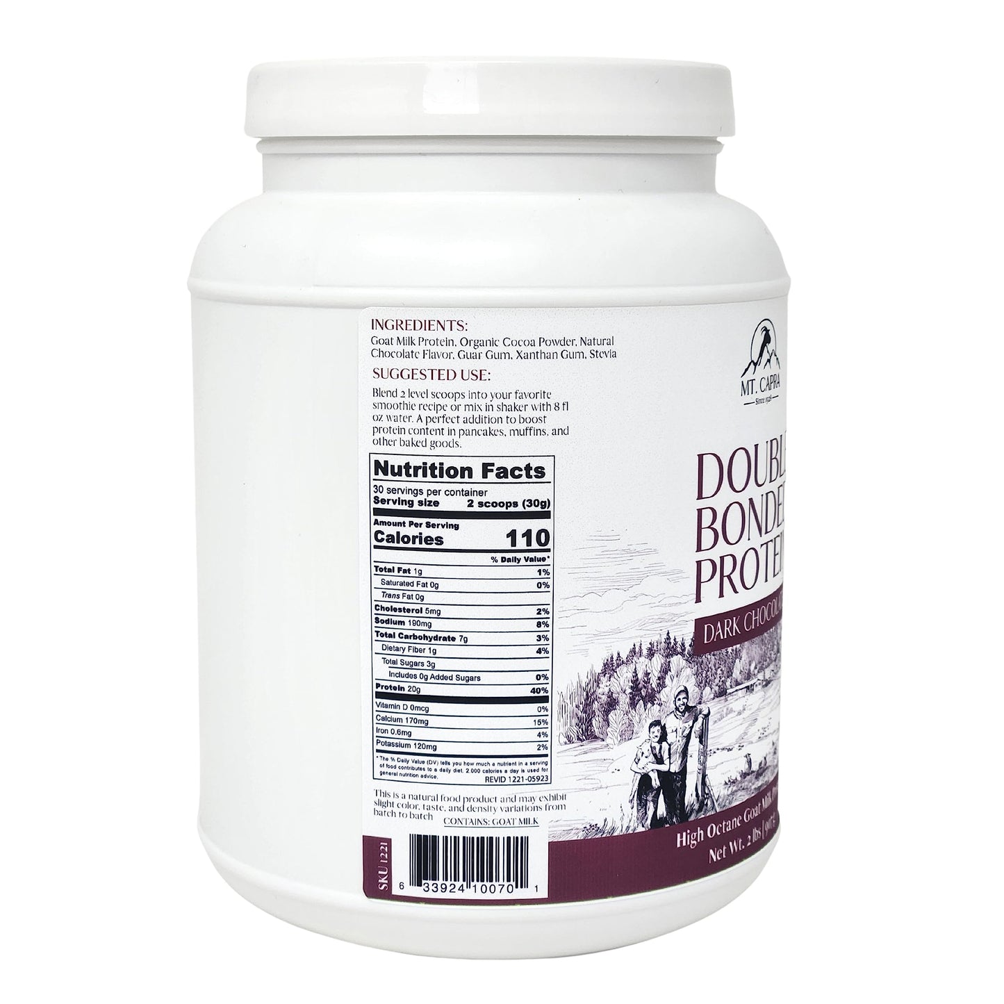 MT. CAPRA SINCE 1928 Double Bonded Protein Dark Chocolate Whey Protein Powder 32