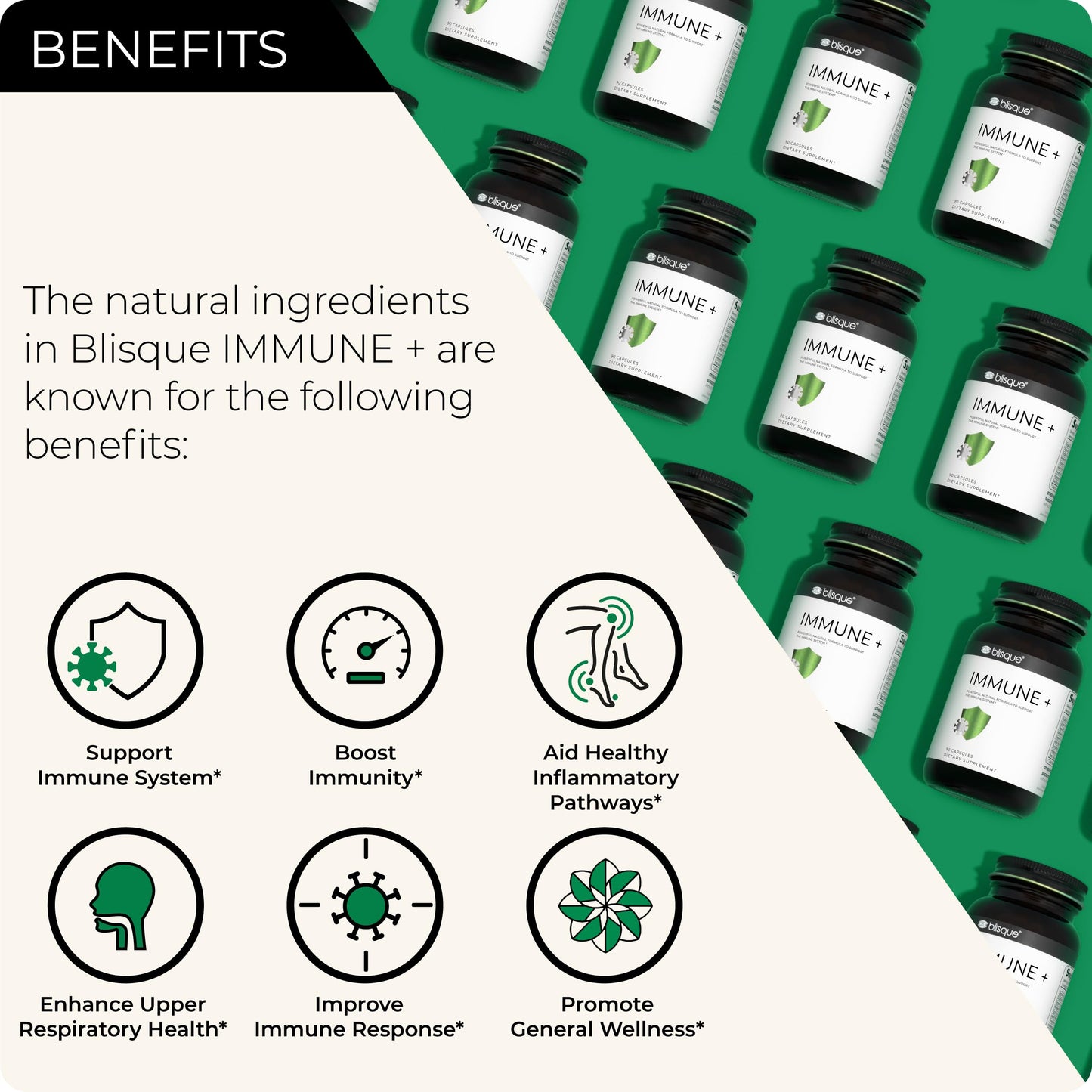 Blisque Natural Immune Support Supplement for Immune Defense, Boost, and Aid Capsules 1 Count