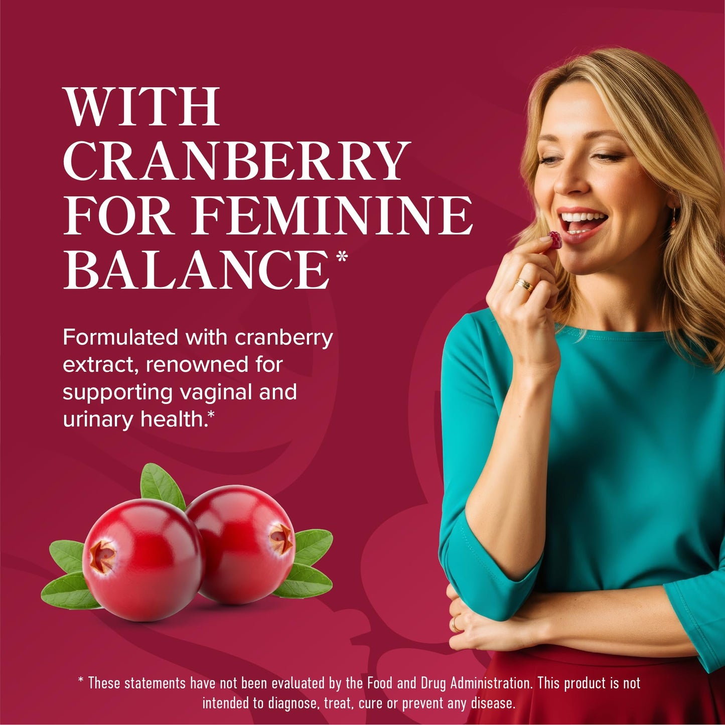 SMNutrition Probiotics for Women with Prebiotics + Cranberry 5 Billion CFU Gummy, 60 Count