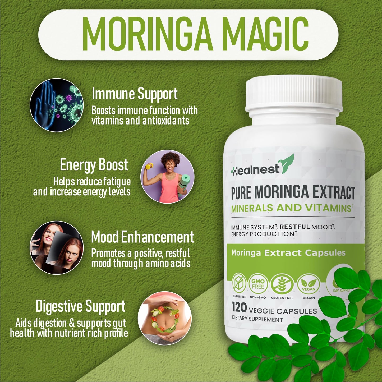 HEALNEST Pure Moringa Extract 120 Capsules