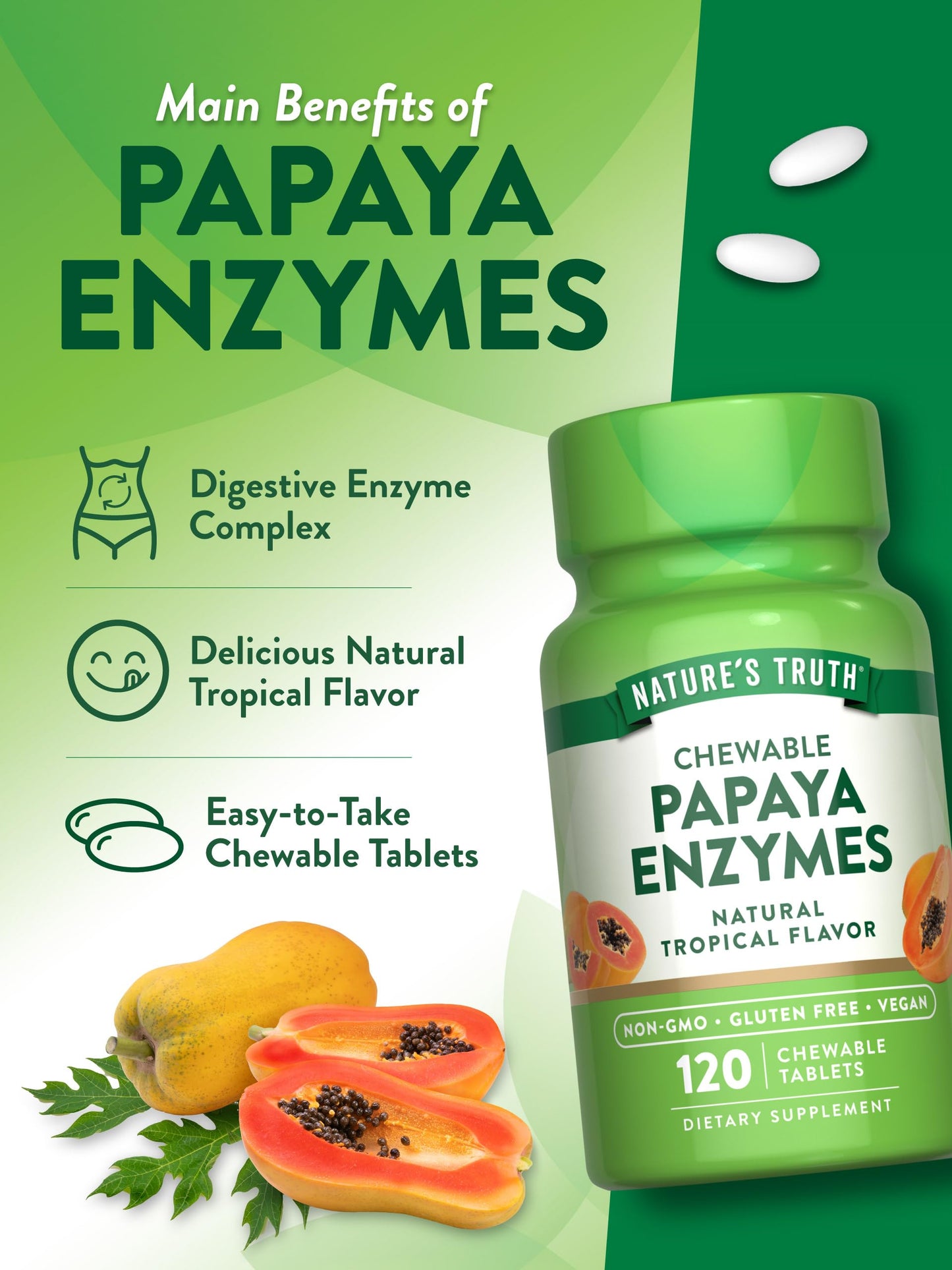 Nature's Truth Papaya Enzyme Tablets 120