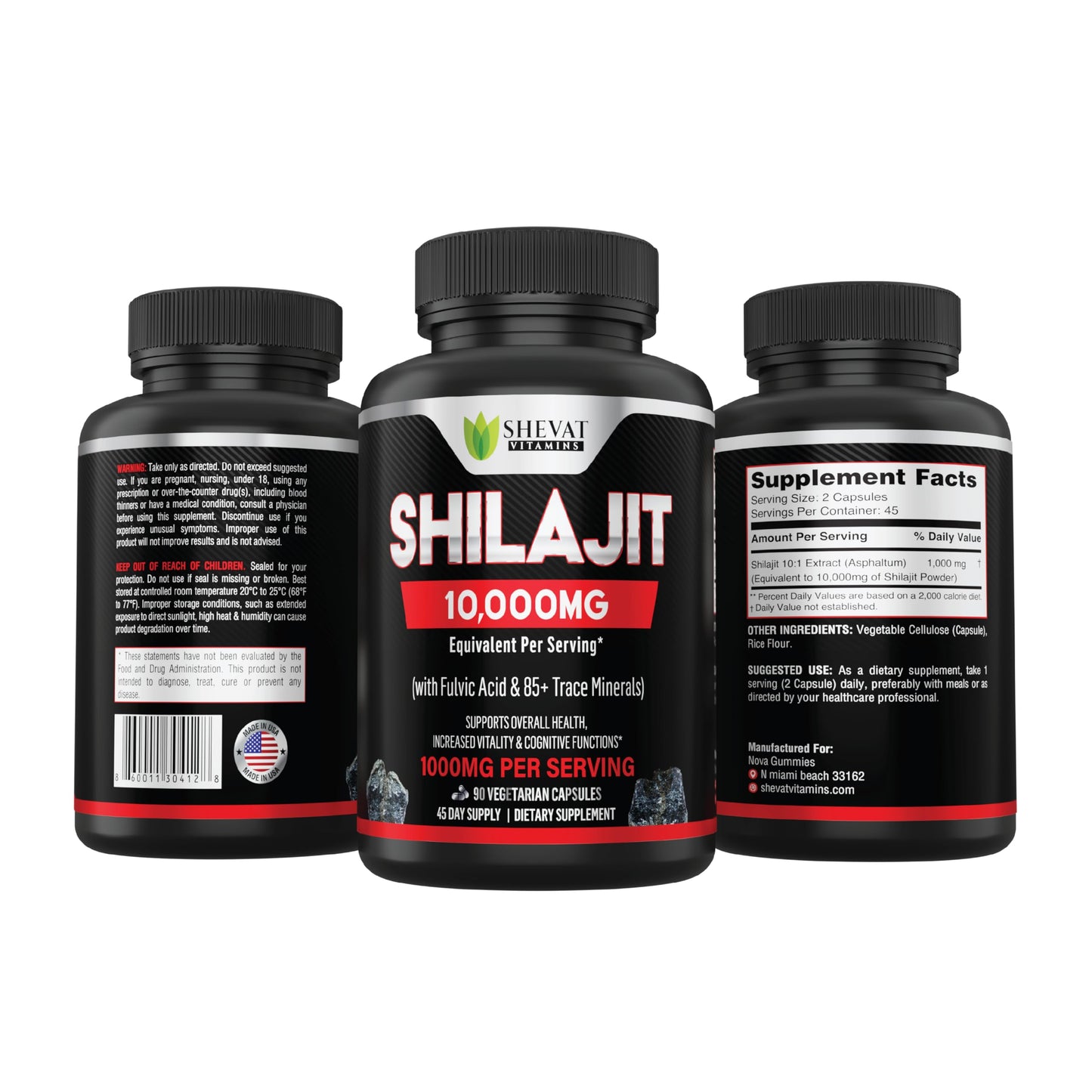SHEVAT VITAMINS Shilajit Capsules 90-count