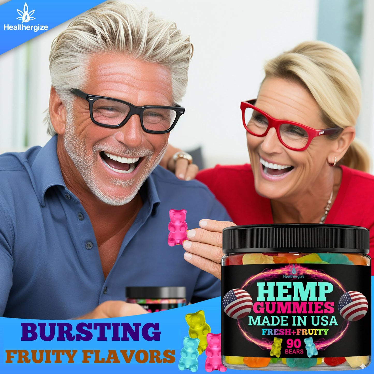 Healthergize Hemp Gummies for Sleep and Rest, 90 Gummies