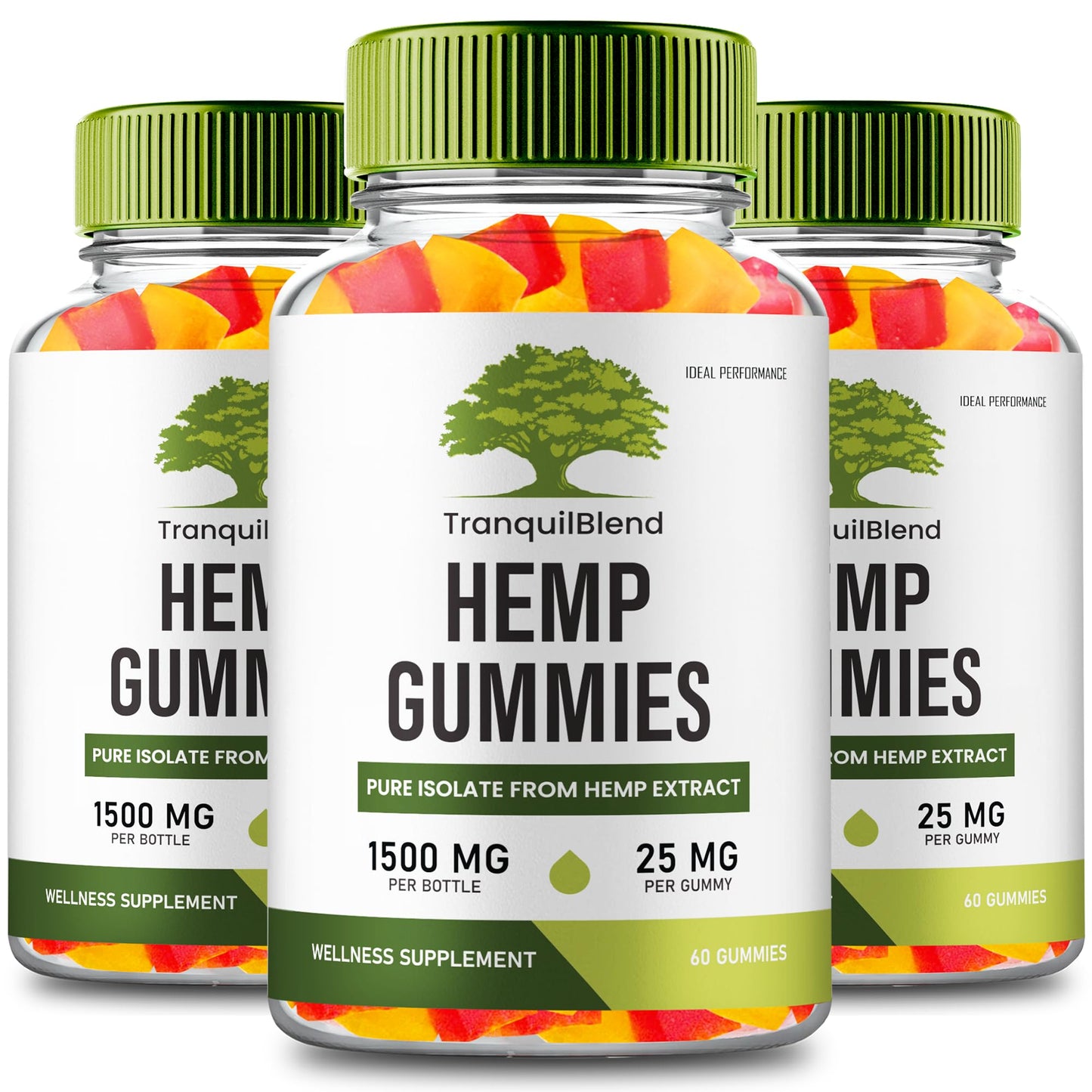 IDEAL PERFORMANCE Tranquil Blend Hemp Gummies with Hemp Seeds Organic Extract, 180 Gummies
