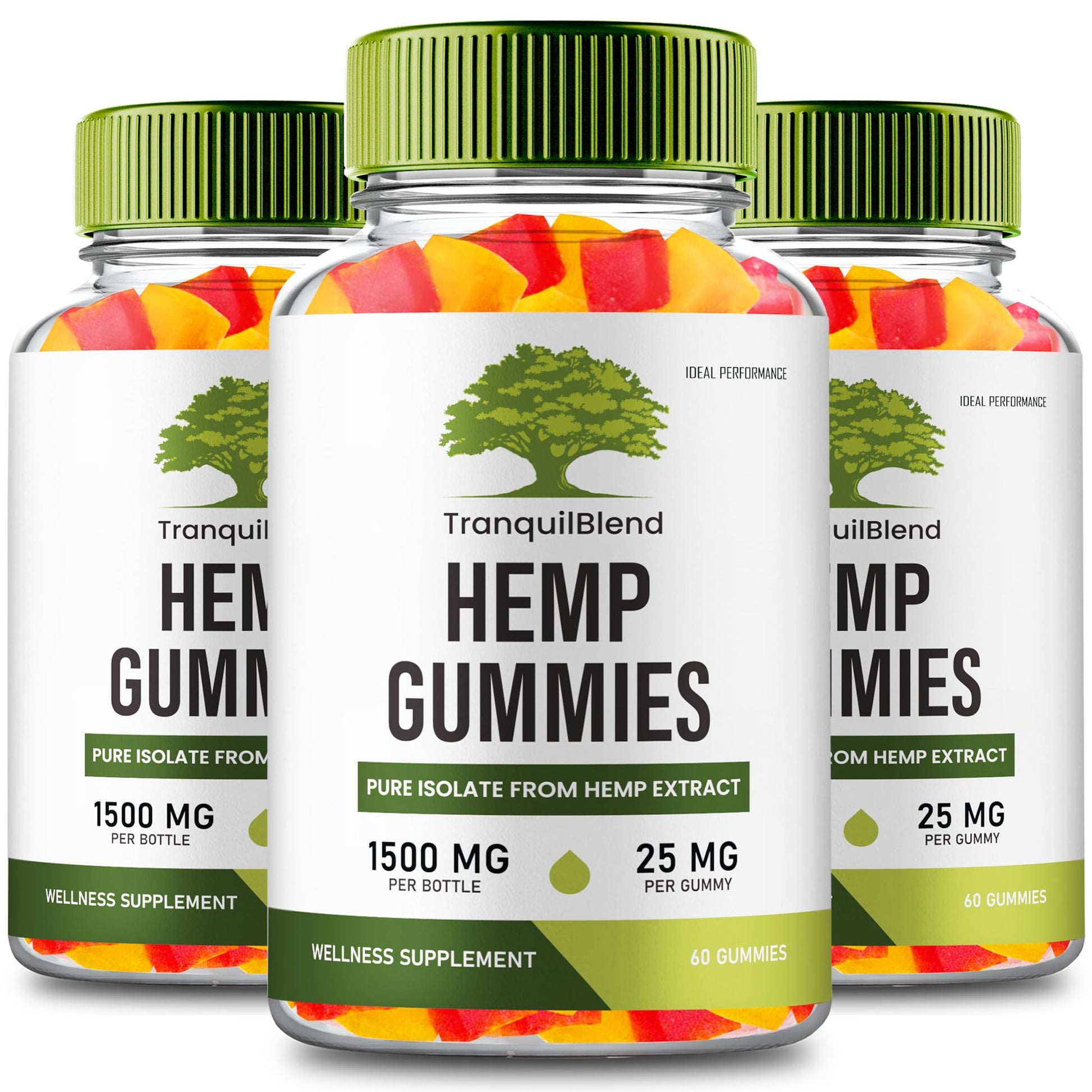 IDEAL PERFORMANCE Tranquil Blend Hemp Gummies with Hemp Seeds Organic Extract, 180 Gummies