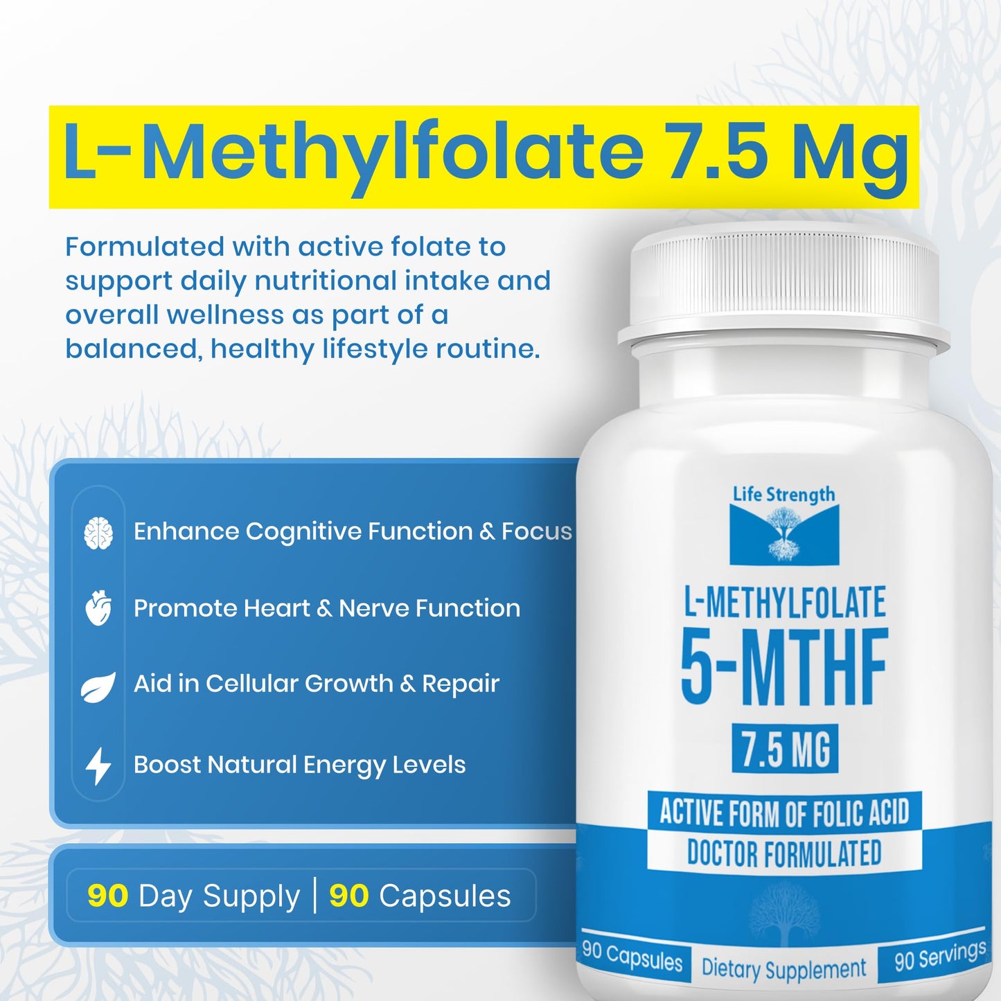 LifeStrength L-Methylfolate 7.5mg Capsules, 90 Capsules