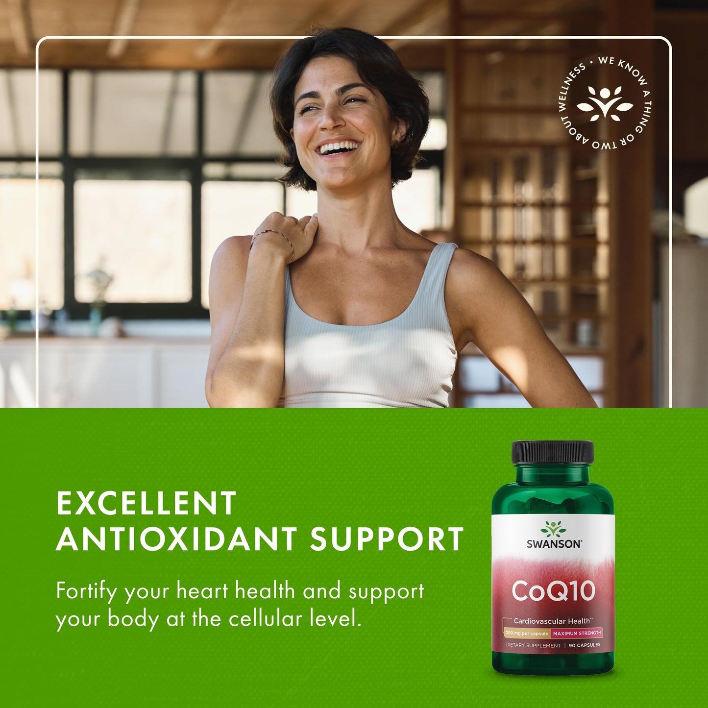 Swanson CoQ10 200 mg Cardiovascular and Cellular Energy Supplement, Vegan Capsules, 90 Count