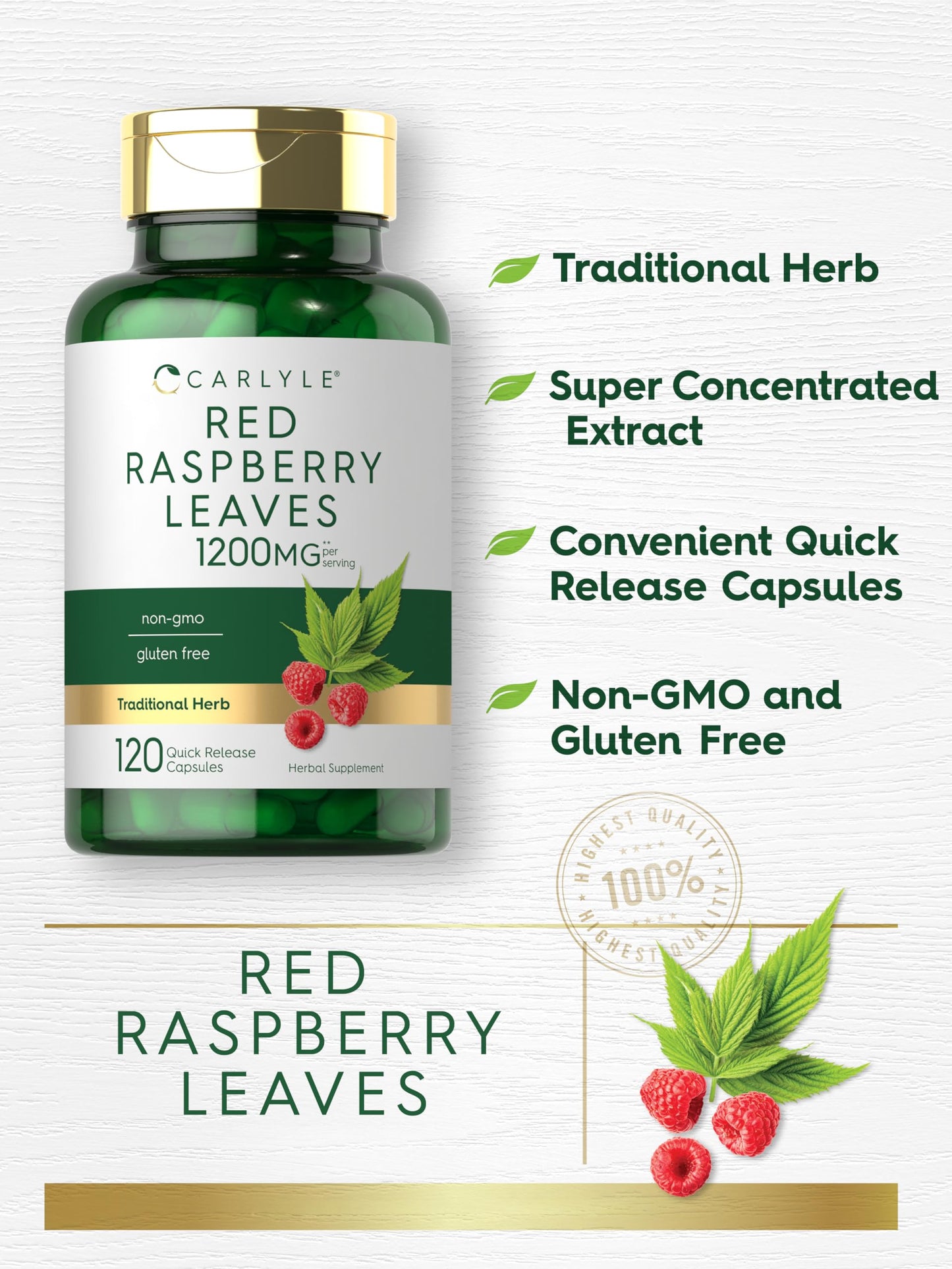 Carlyle Red Raspberry Leaf Capsules 120 Count