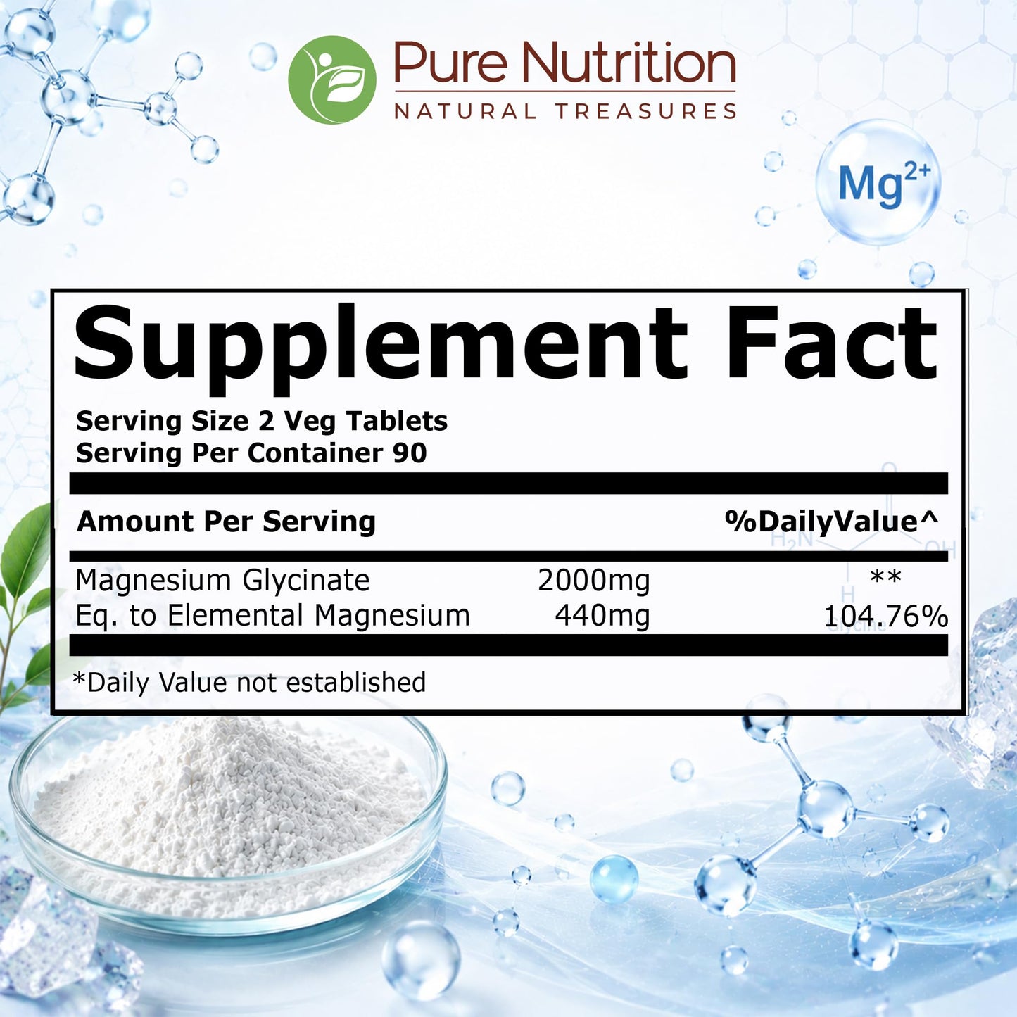 PURE NUTRITION NATURAL TREASURES MagG Chelated Magnesium Glycinate Tablet, 180 Tablets