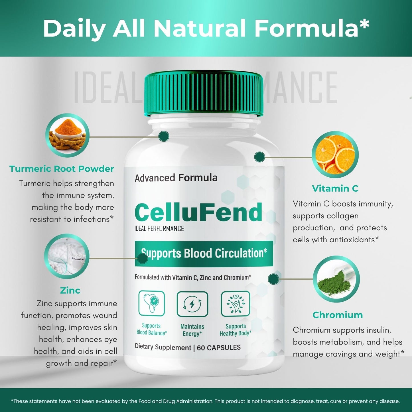 IDEAL PERFORMANCE Cellufend Advanced Blood Formula Capsules, 300 Capsules