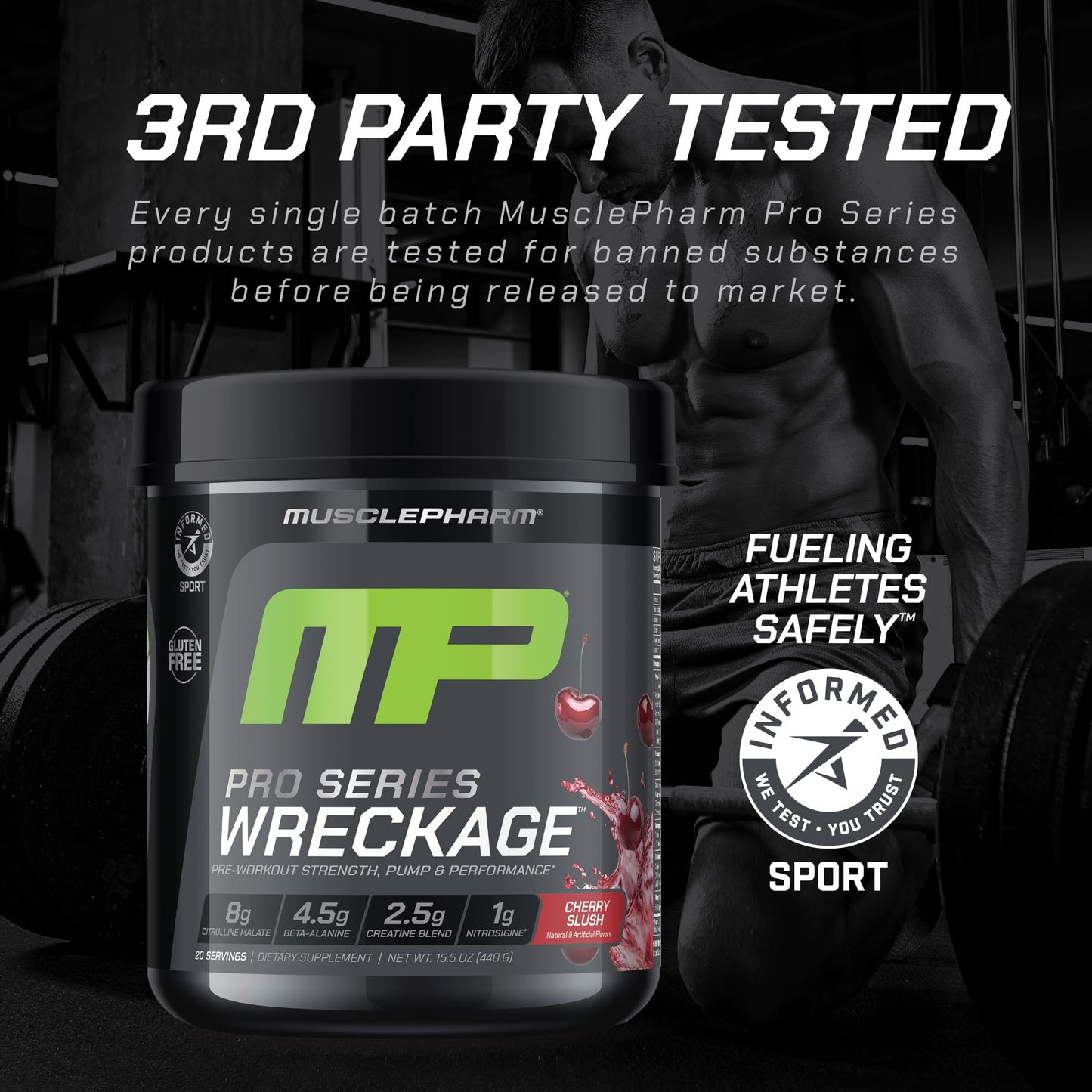 Muscle Pharm Pro Series Wreckage Pre Workout Powder Cherry Slush 15.52 Ounce