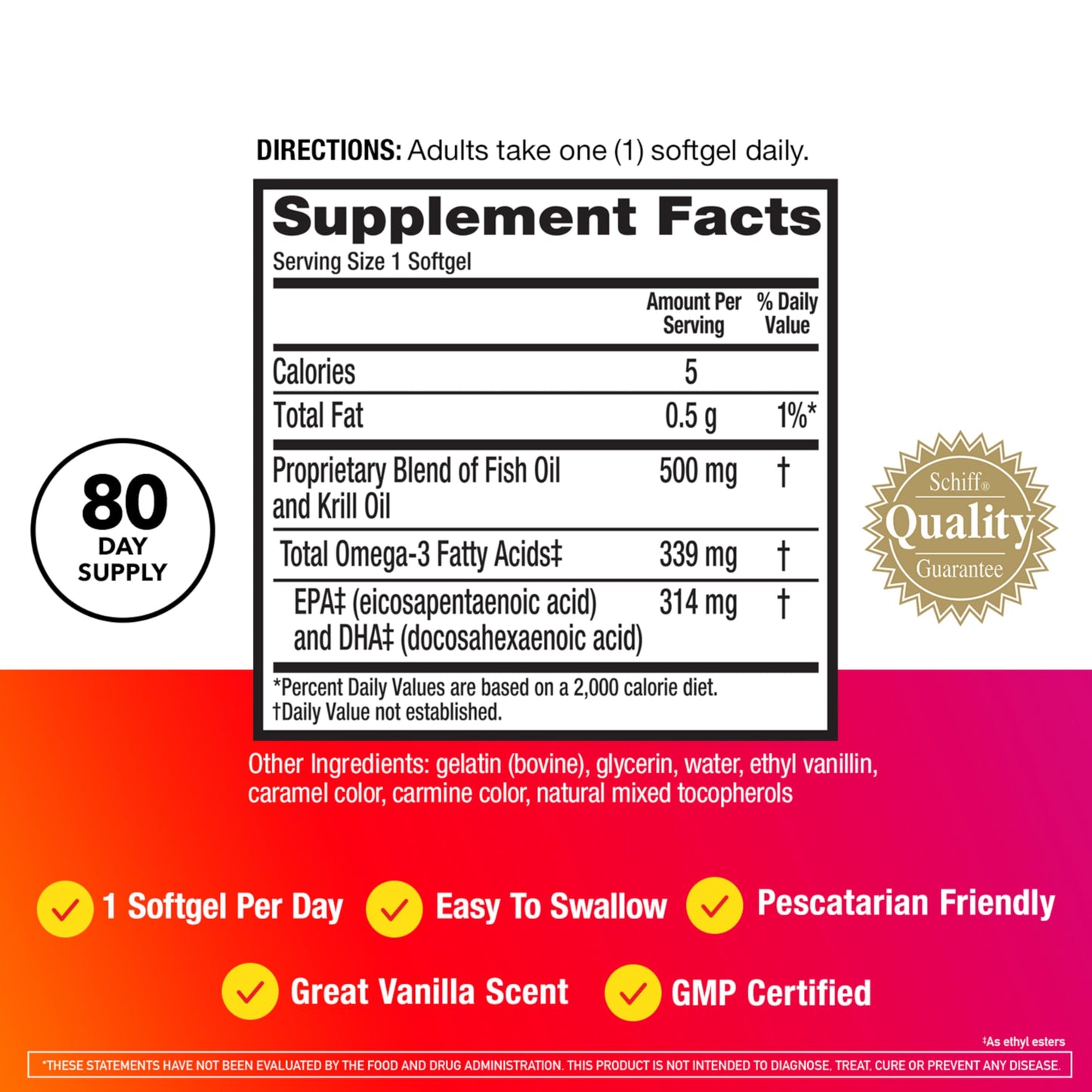 MegaRed Omega-3 Fish Oil + High Absorption Krill Oil 500mg Softgels, 80 Count