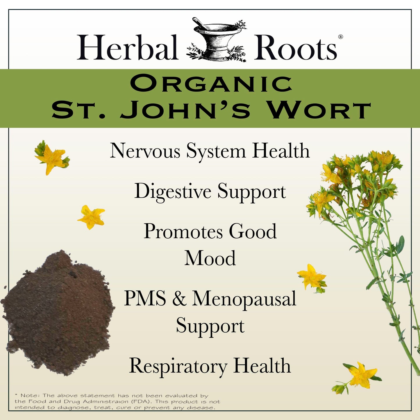 Herbal Roots Organic St Johns Wort Capsules 450 mg per Serving, 60 Count