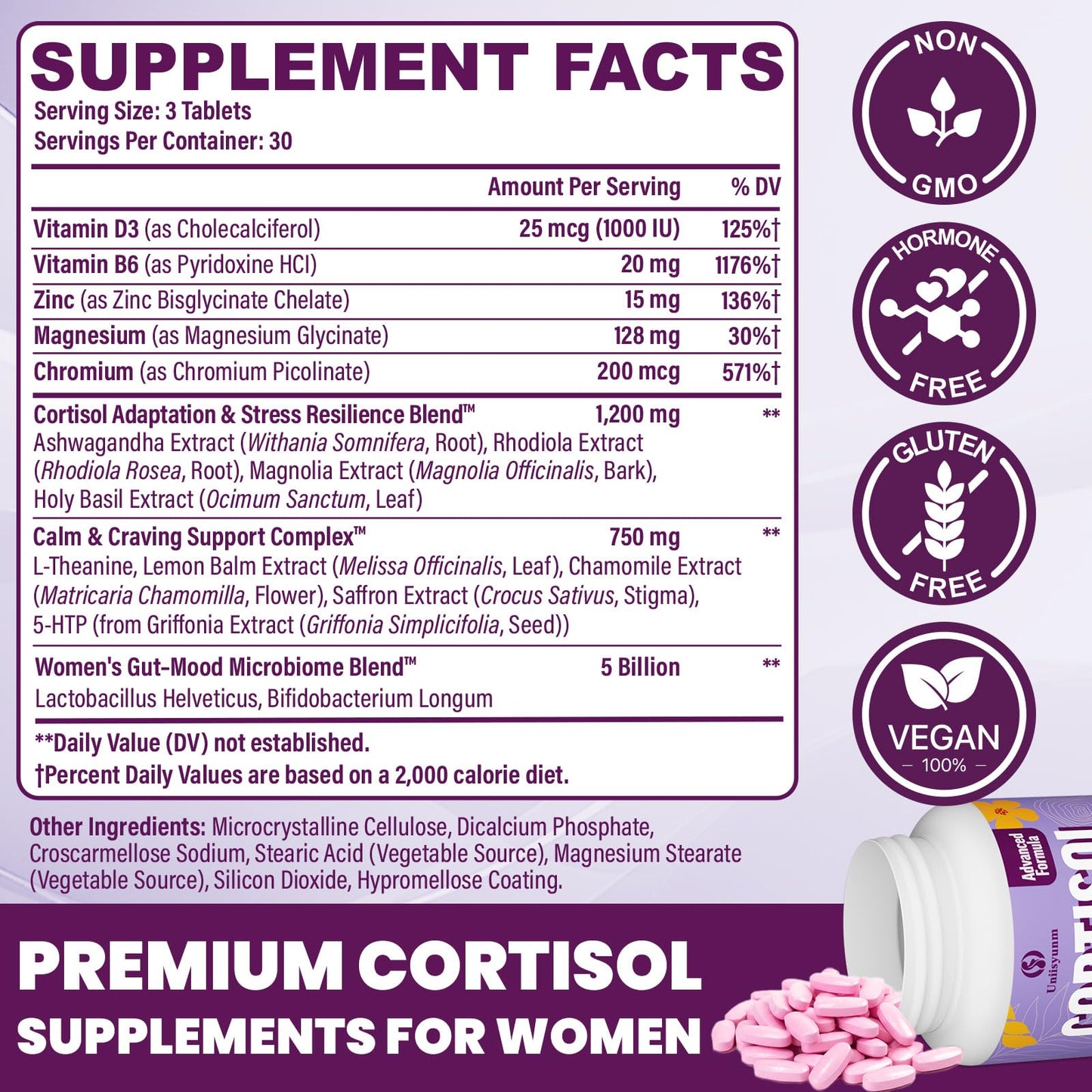 Uniisyunm Cortisol Calm & Reducer 90 Tablets