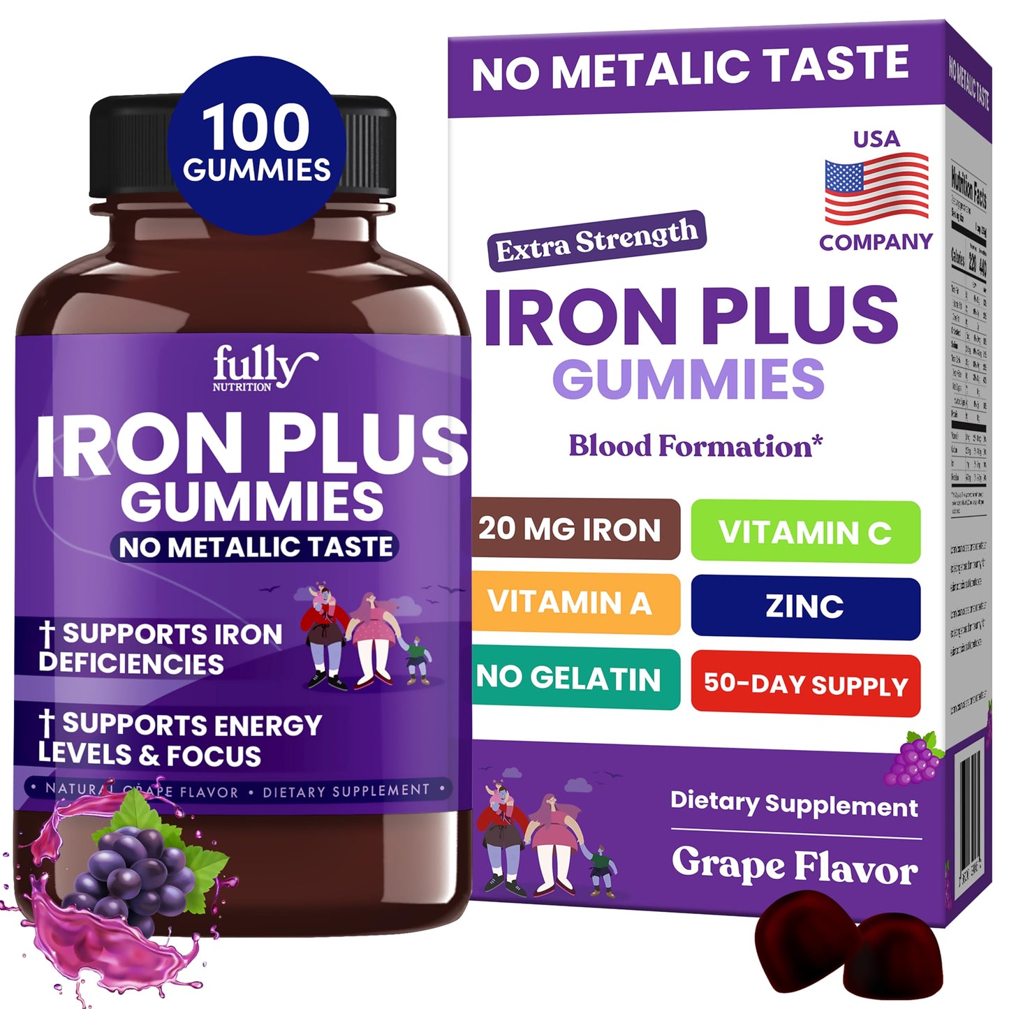 FULLY NUTRITION Iron Gummies Gummy 100 Gummies