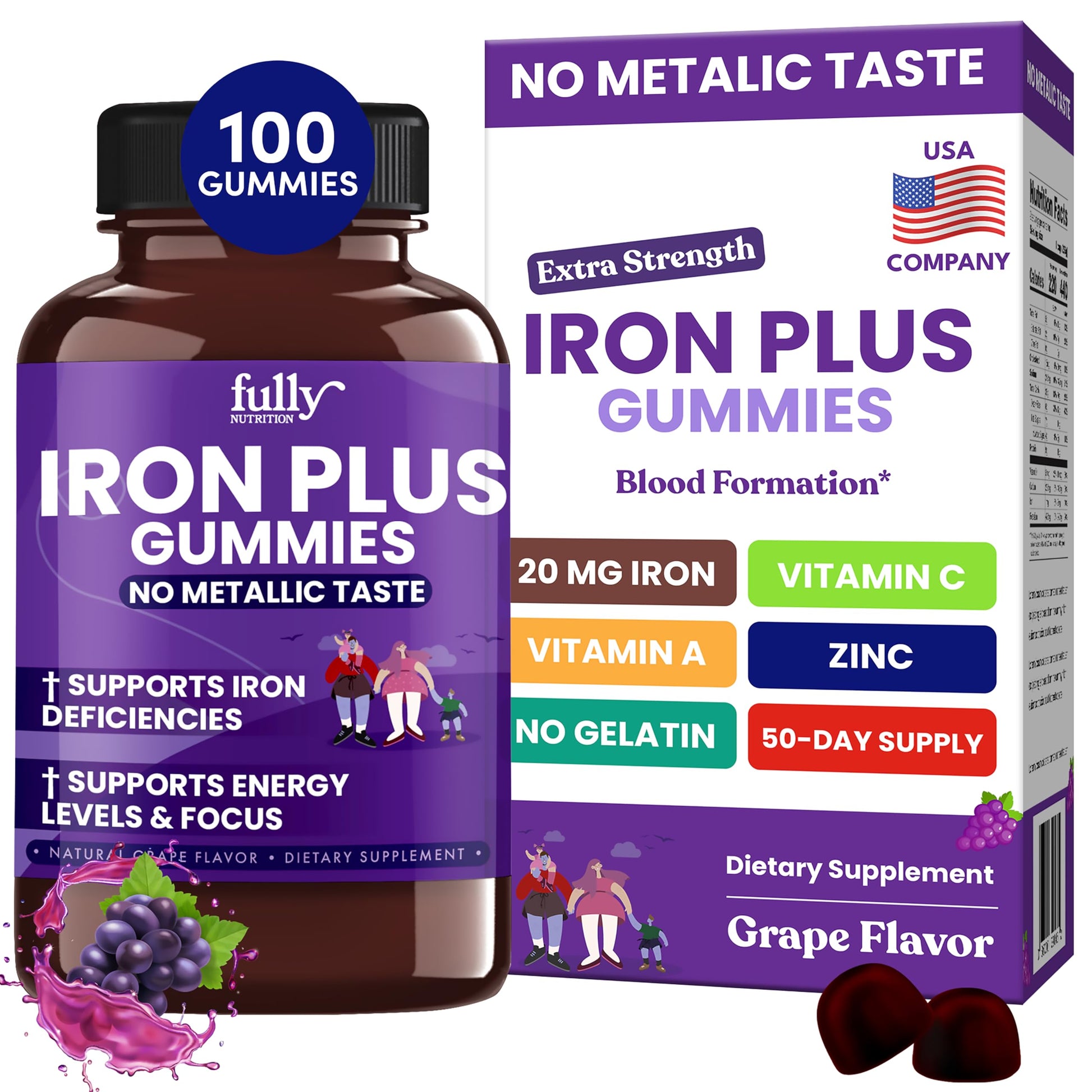FULLY NUTRITION Iron Gummies Gummy 100 Gummies