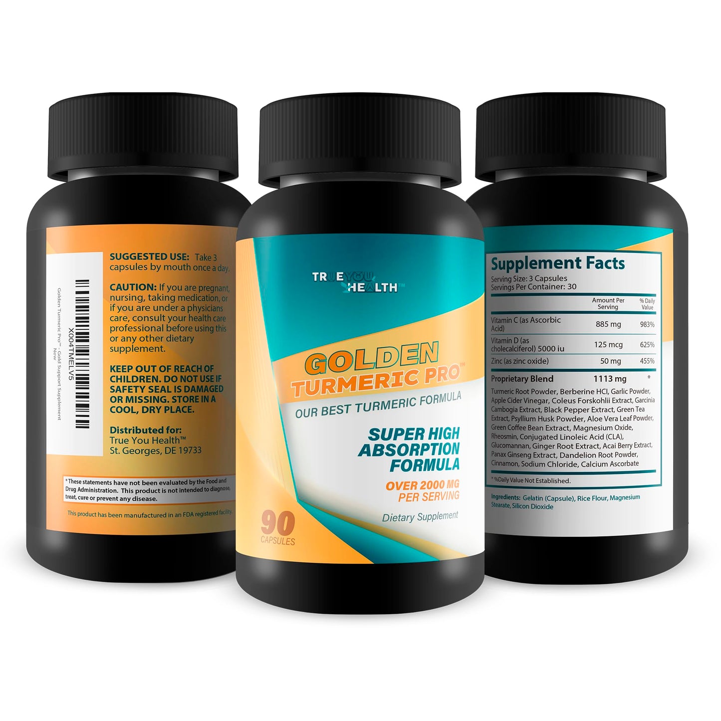 True You Health Golden Turmeric Pro Capsules 90 Count