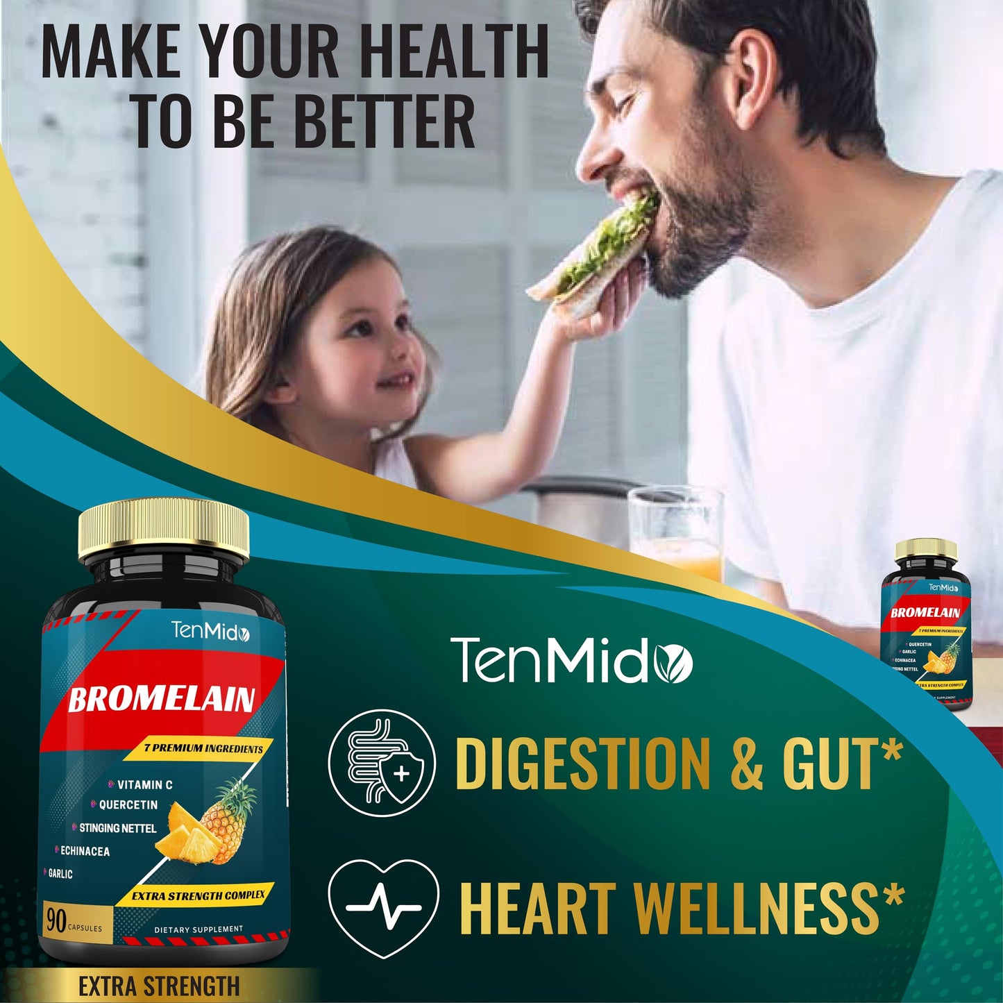 Tenmido Bromelain Extract Capsules, 90 Capsules