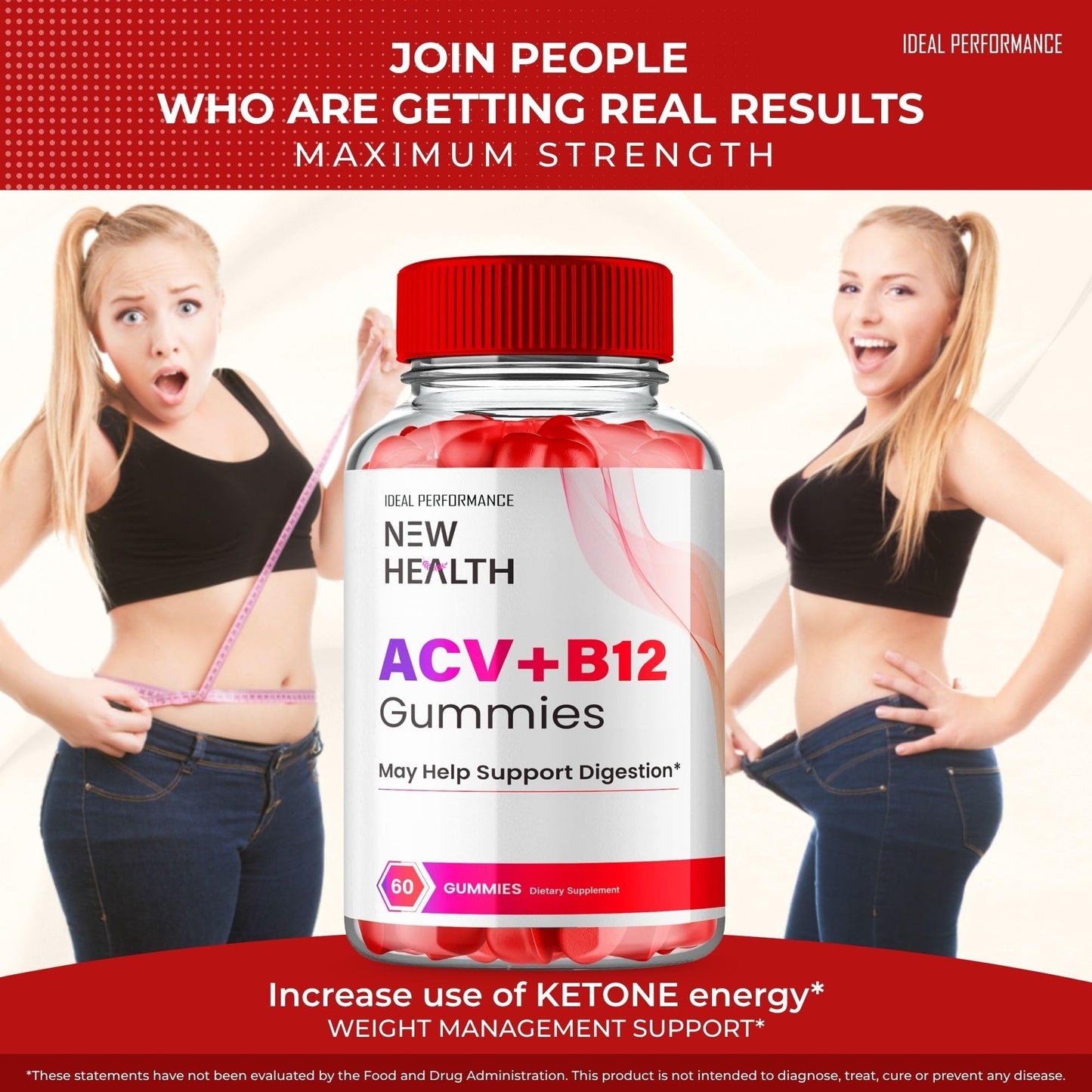 IDEAL PERFORMANCE ACV Keto Gummies, 300 Count