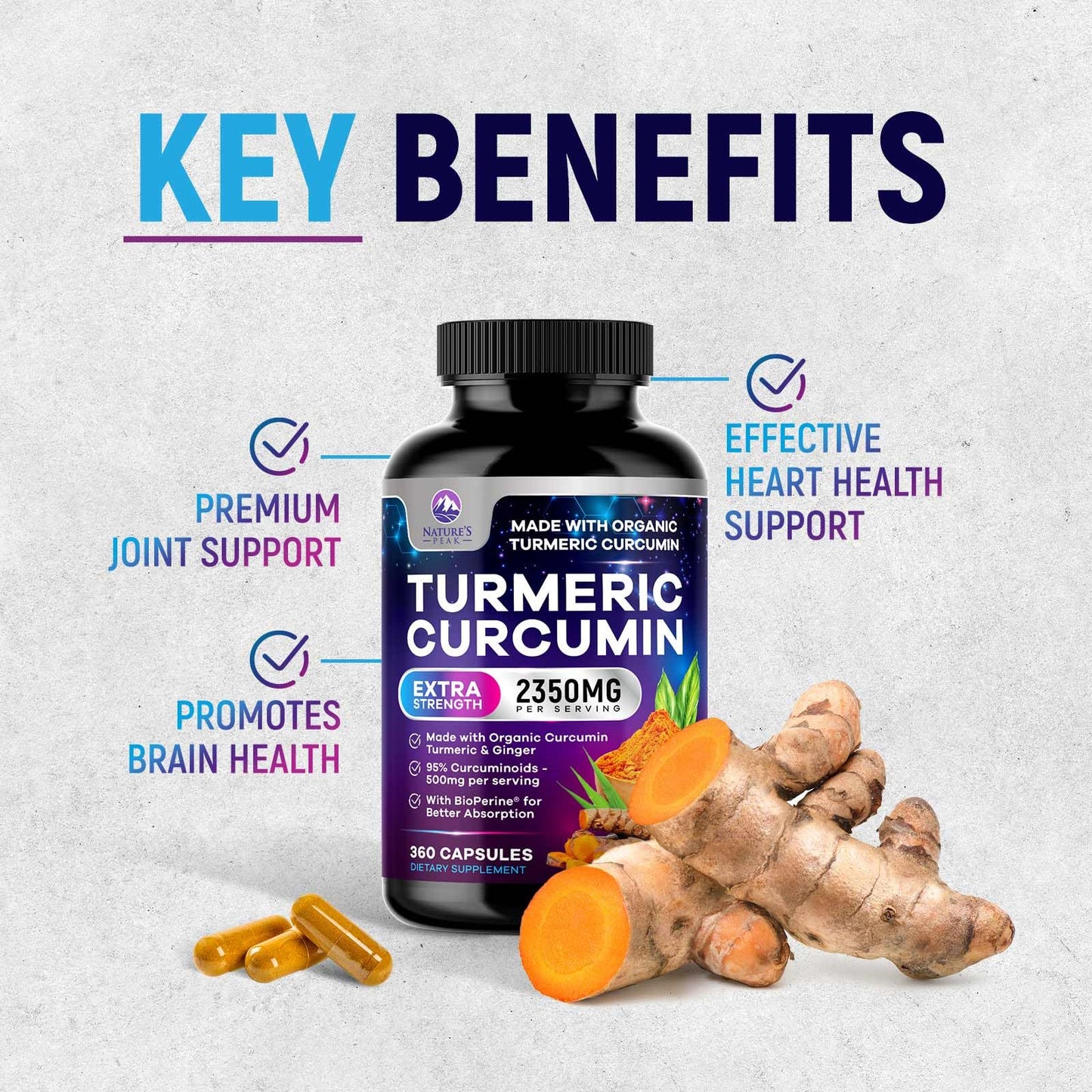 Nature's Peak Turmeric Curcumin Supplement 360 Capsules