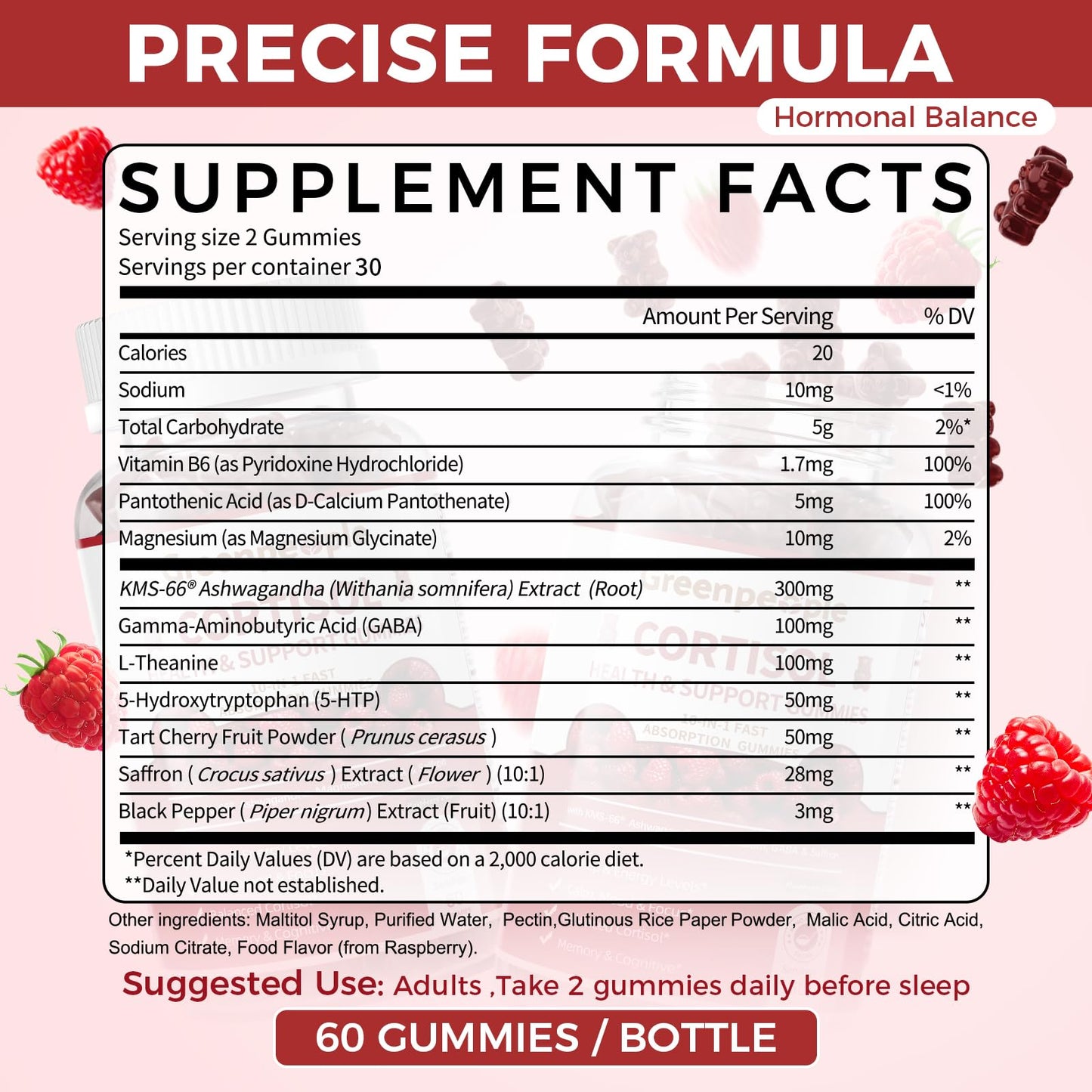 GREENPEOPLE Cortisol Reducer Gummies 60 Count