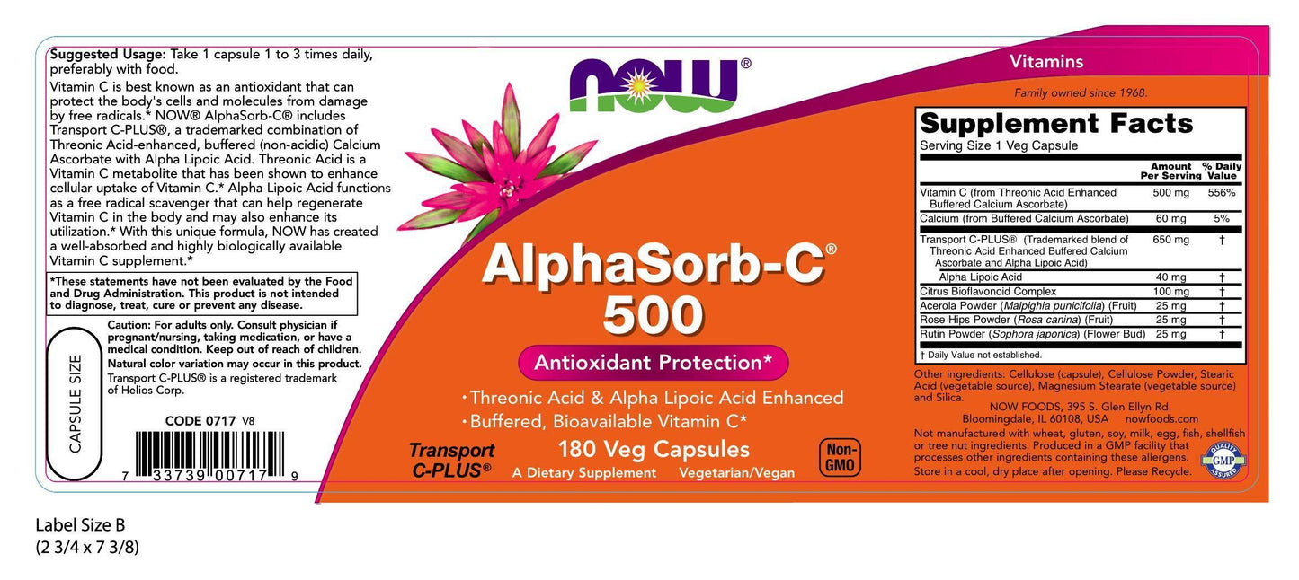 NOW Foods AlphaSorb-C500 360 Veg Capsules