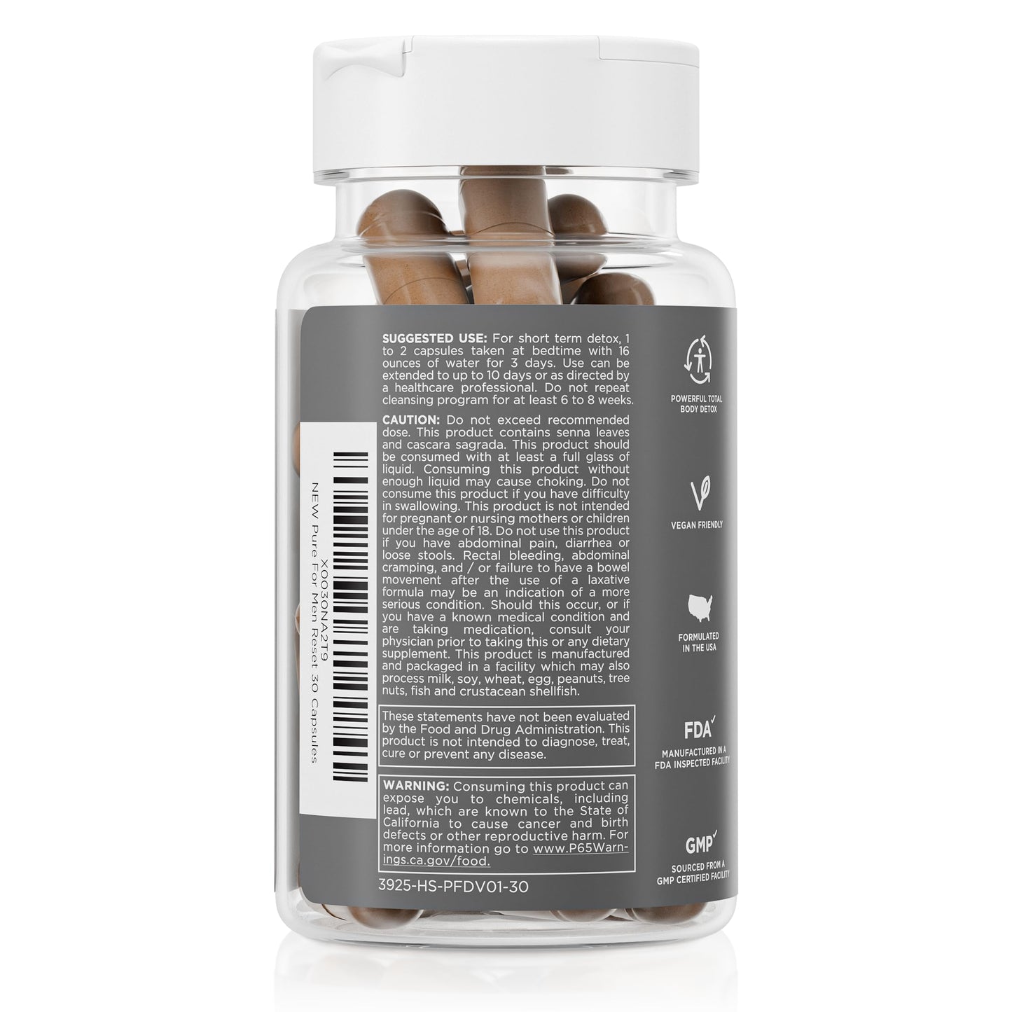 Pure for Men Detox Supplement Reset Capsule, 30 Capsules