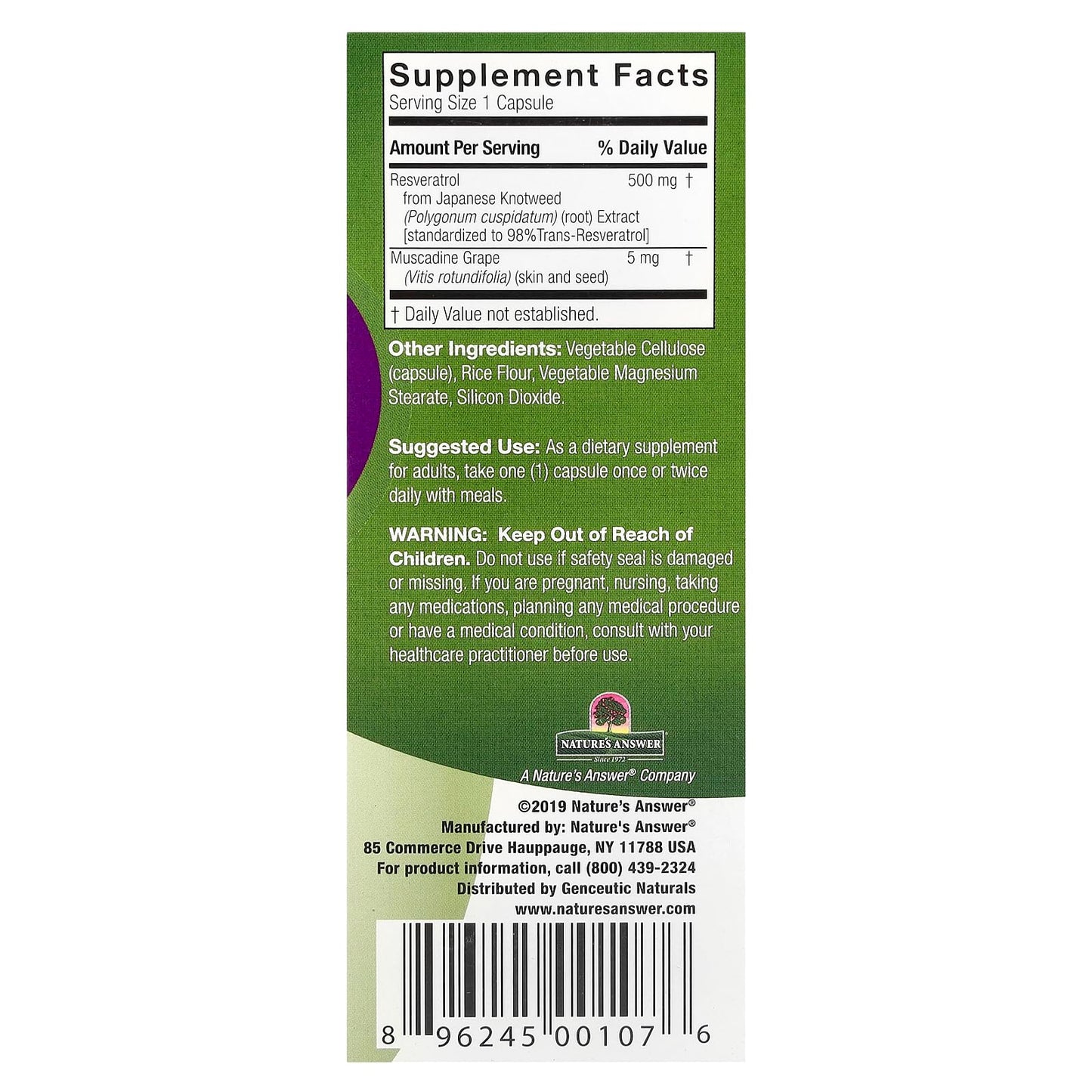 Genceutic Naturals Wild & Pure Resveratrol Vegetarian Capsules, 60 Capsules