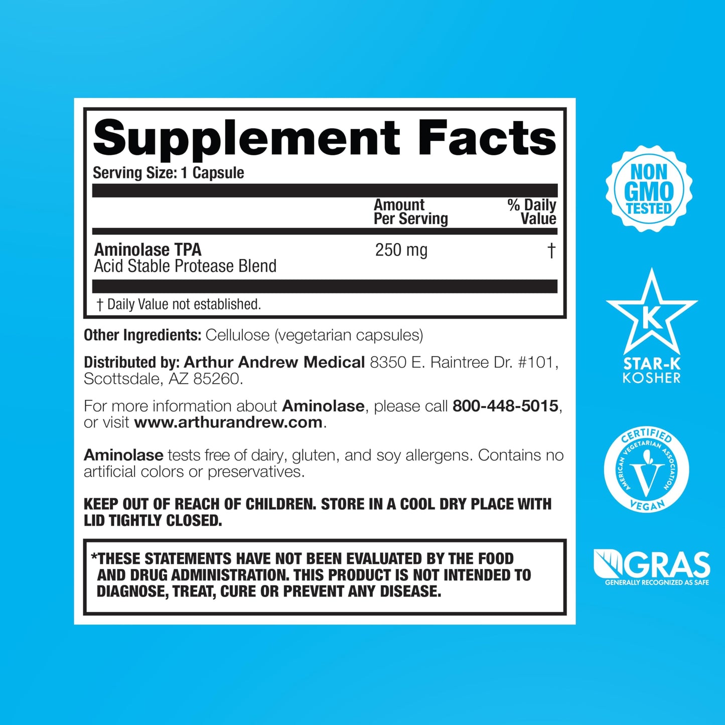 Arthur Andrew Medical Aminolase TPA Protein Assimilation 30 Capsules