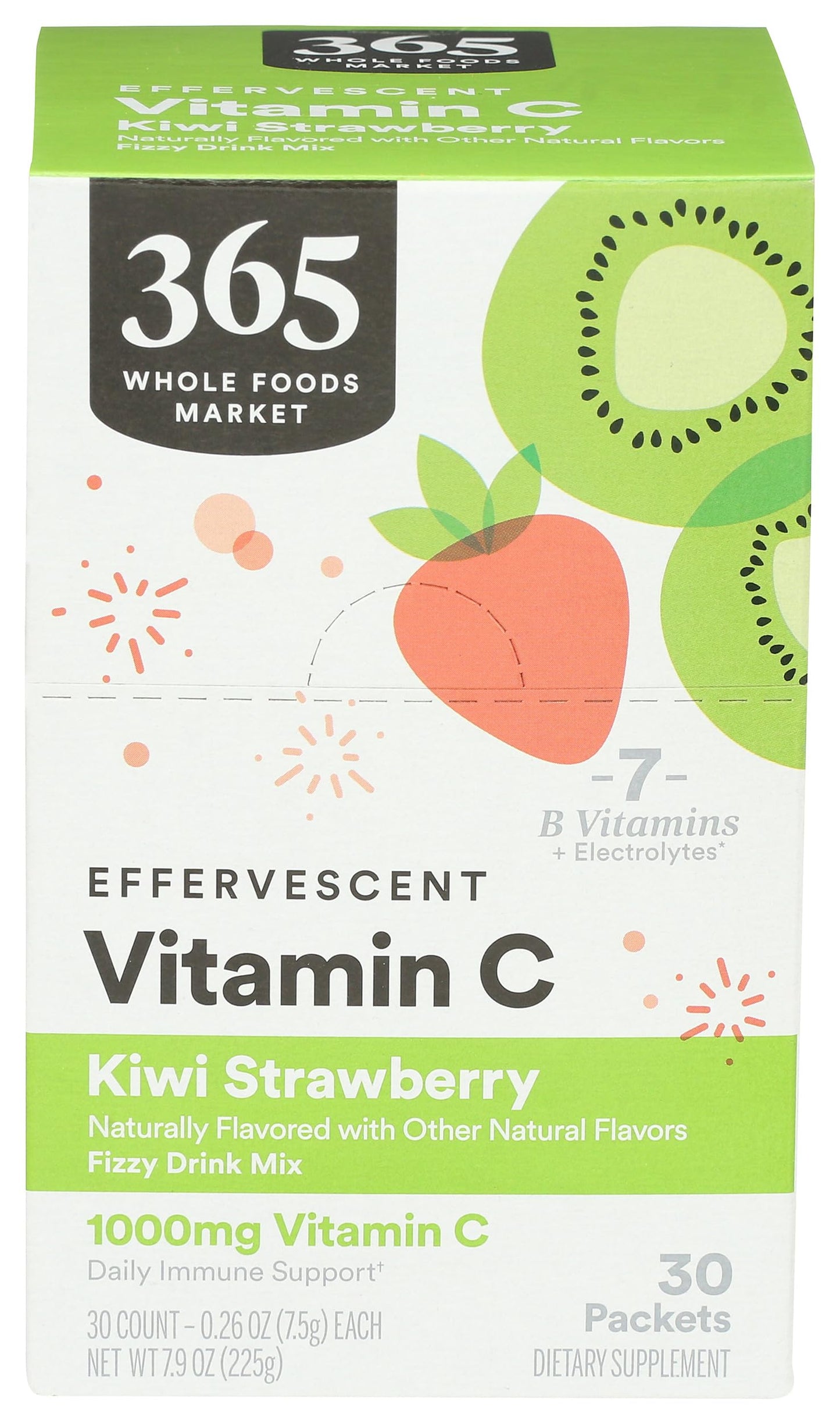 365 by Whole Foods Market Effervescent Vitamin C Powder Kiwi Strawberry, 30 Count