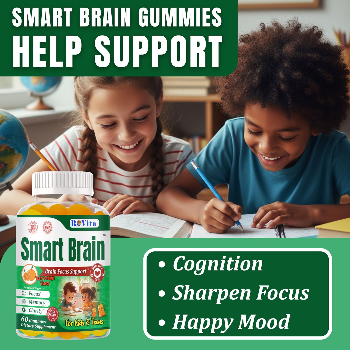ROVita Smart Brain Kids Omega-3 DHA Gummies, 60 Gummies