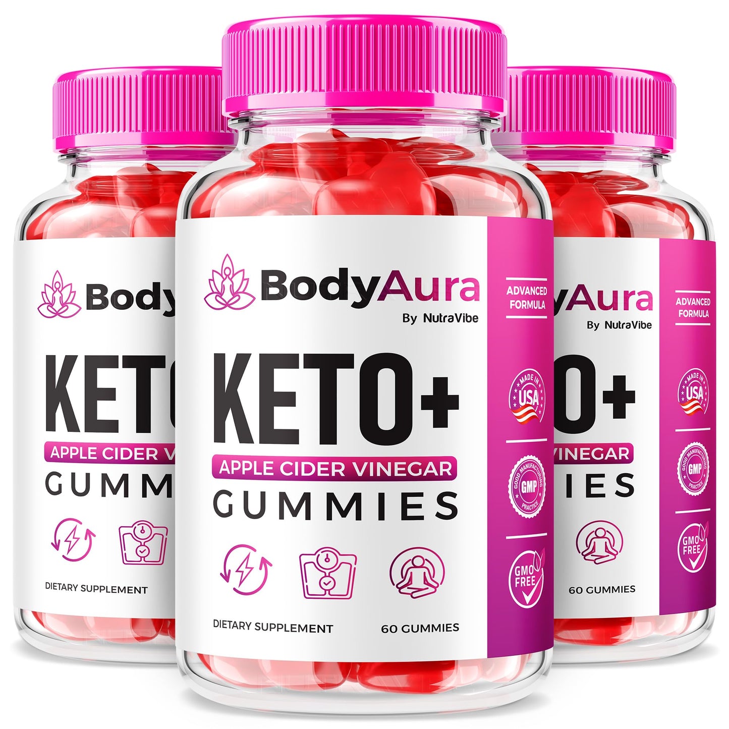 NutraVibe BodyAura Gummies – Keto + Apple Cider Vinegar Advanced Formula for Body Goals, Balance & Natural Energy, Delicious Easy-to-Chew Keto ACV Gummy, 180 Gummies