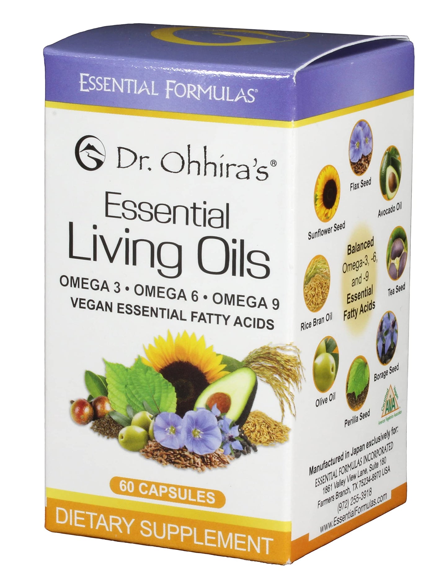 Essential Formulas Dr Ohhira's Essential Living Oils, Triple Omega 3-6-9 Supplements Capsules, 60 Count