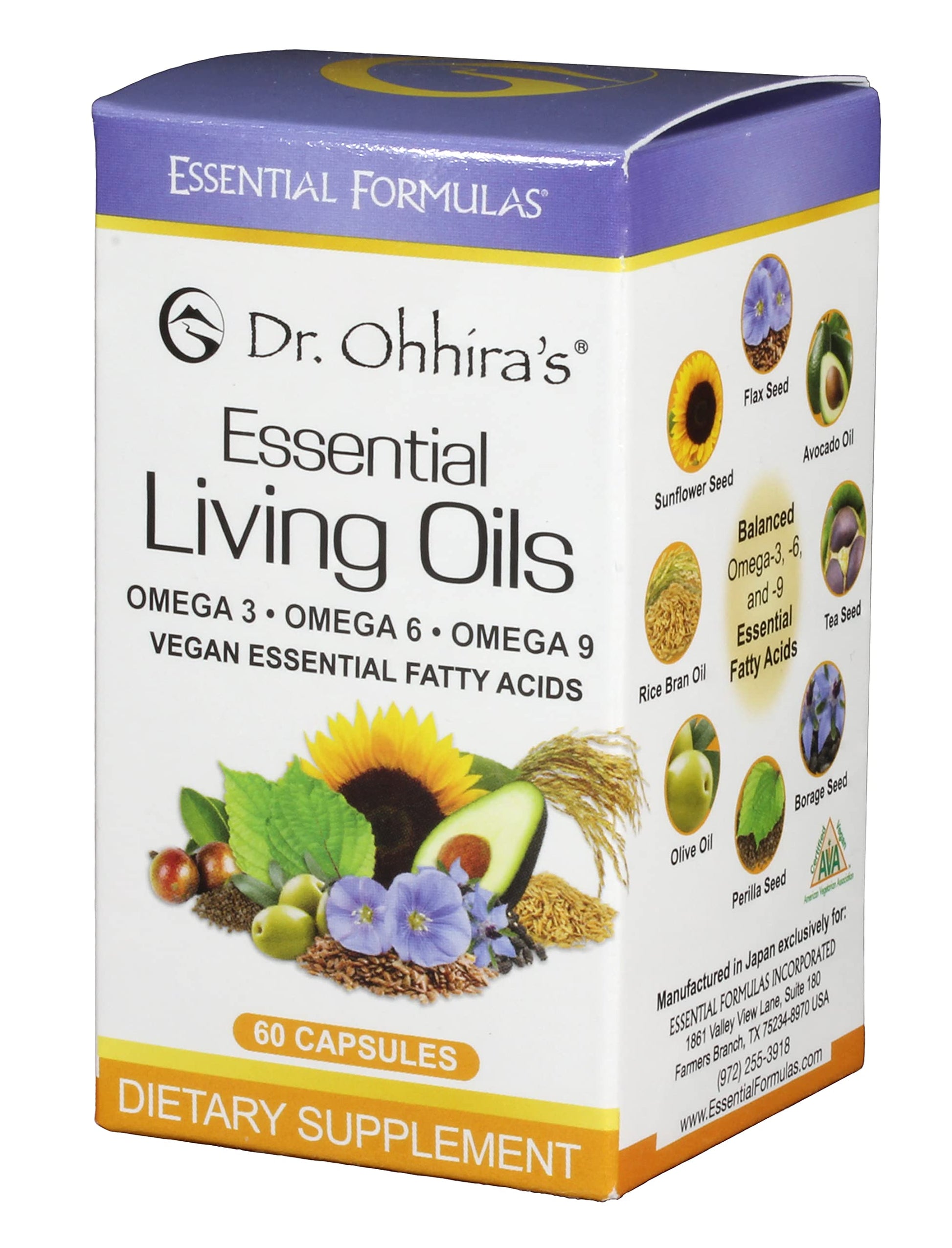 Essential Formulas Dr Ohhira's Essential Living Oils, Triple Omega 3-6-9 Supplements Capsules, 60 Count