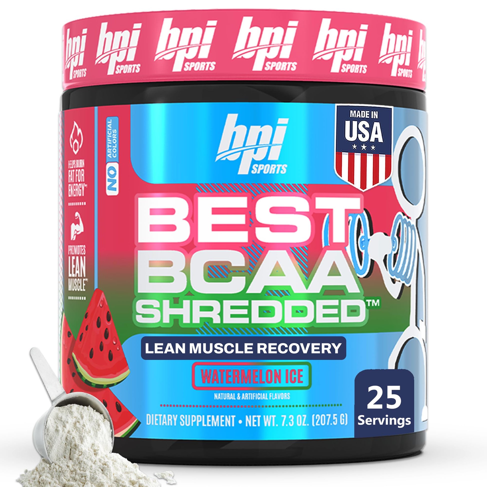 BPI Sports Best BCAA Shredded Powder Watermelon ICE, 9.7 Ounce