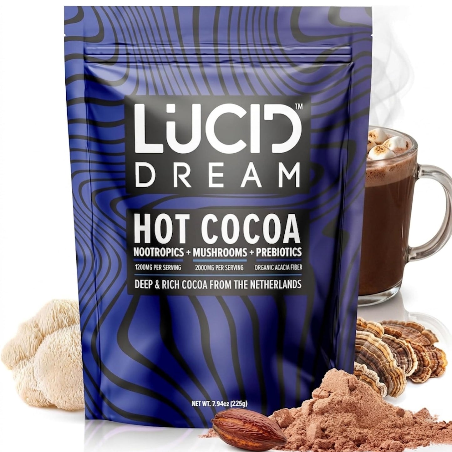Lucid Dream Mushroom Hot Chocolate with Reishi & Adaptogens for Sleep Powder 7.94 Ounce