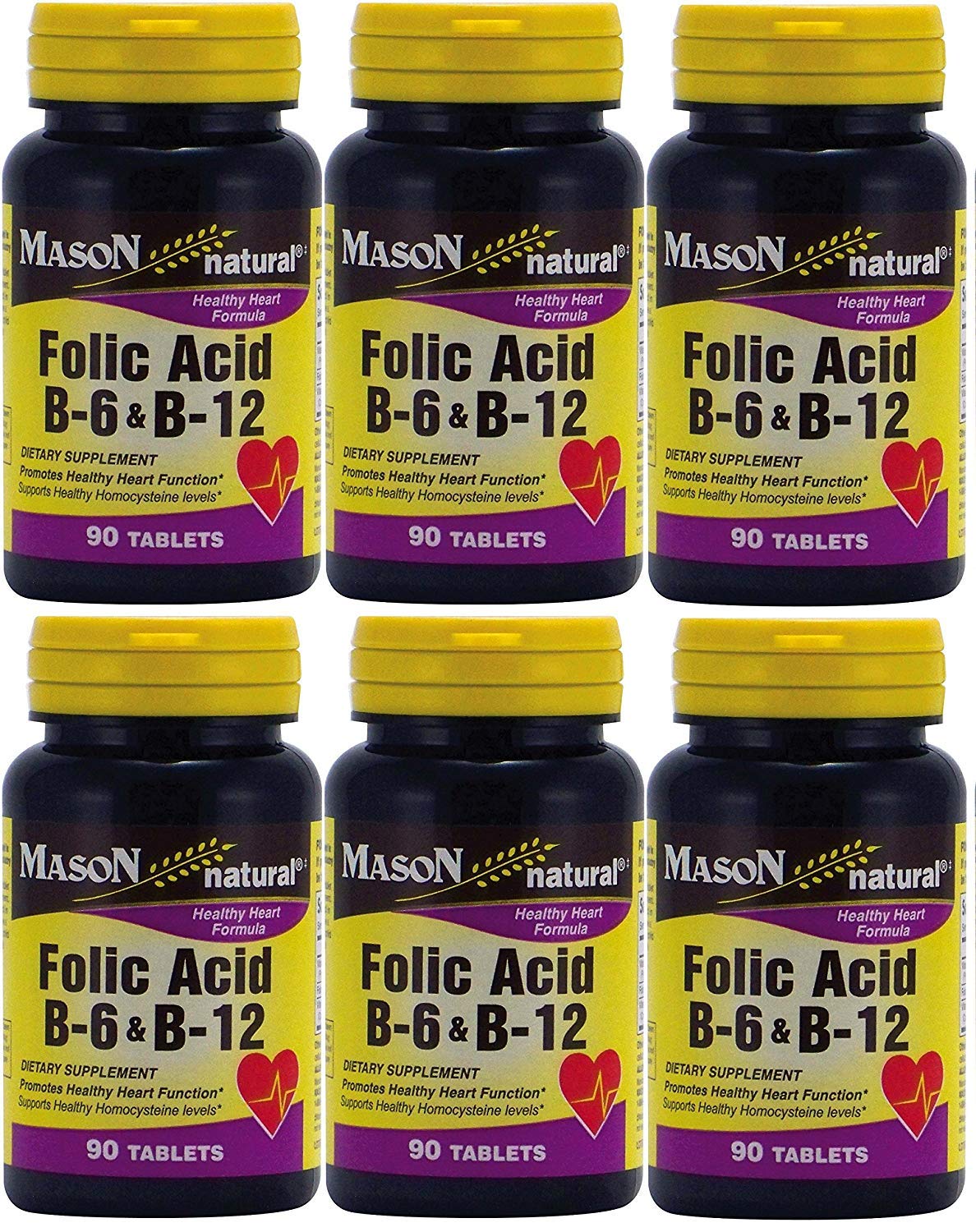 Mason Natural Folic Acid B-6 & B-12 Heart Health Formula 540 Tablets