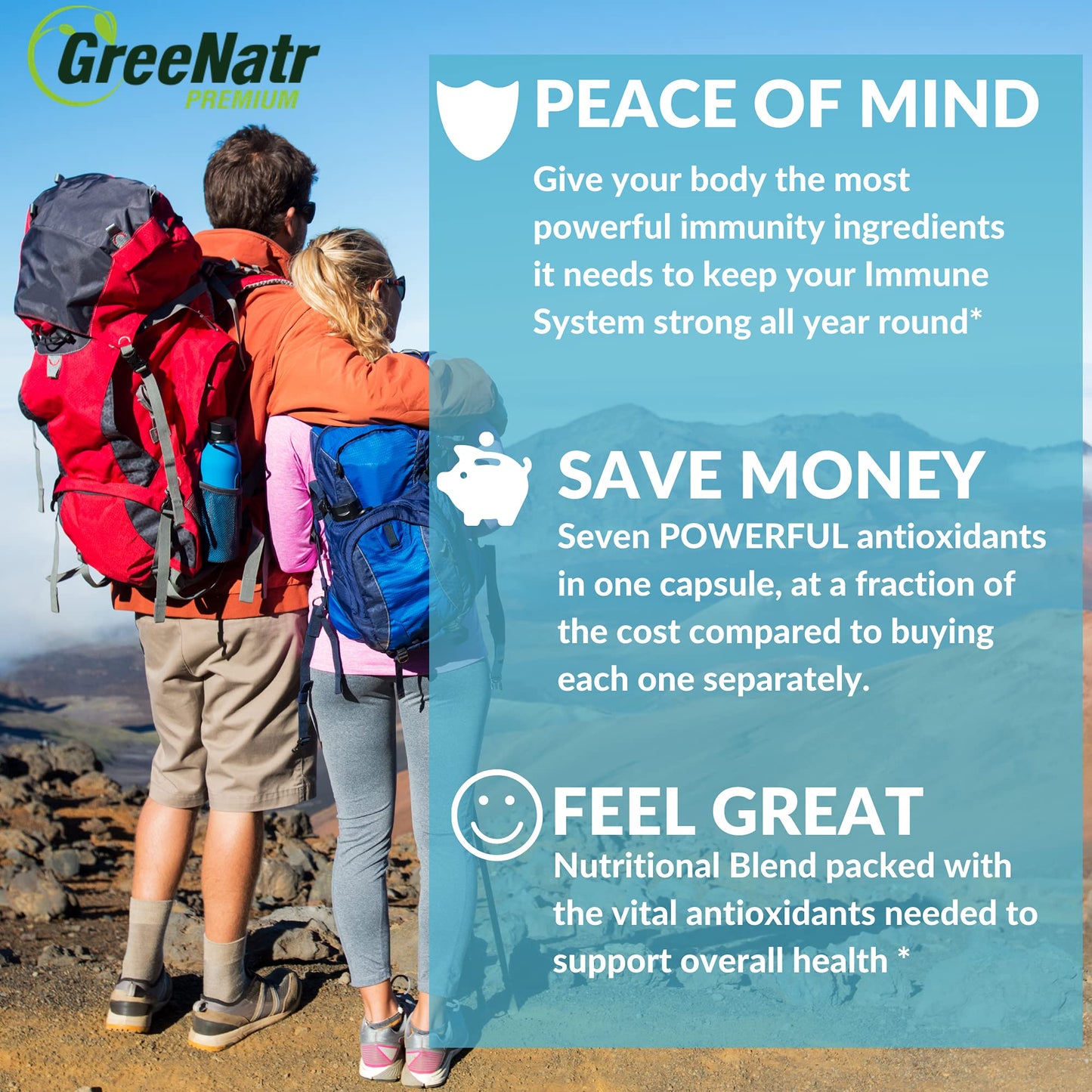 GreeNatr Immune Support & Defense Supplement Capsules 60 Count