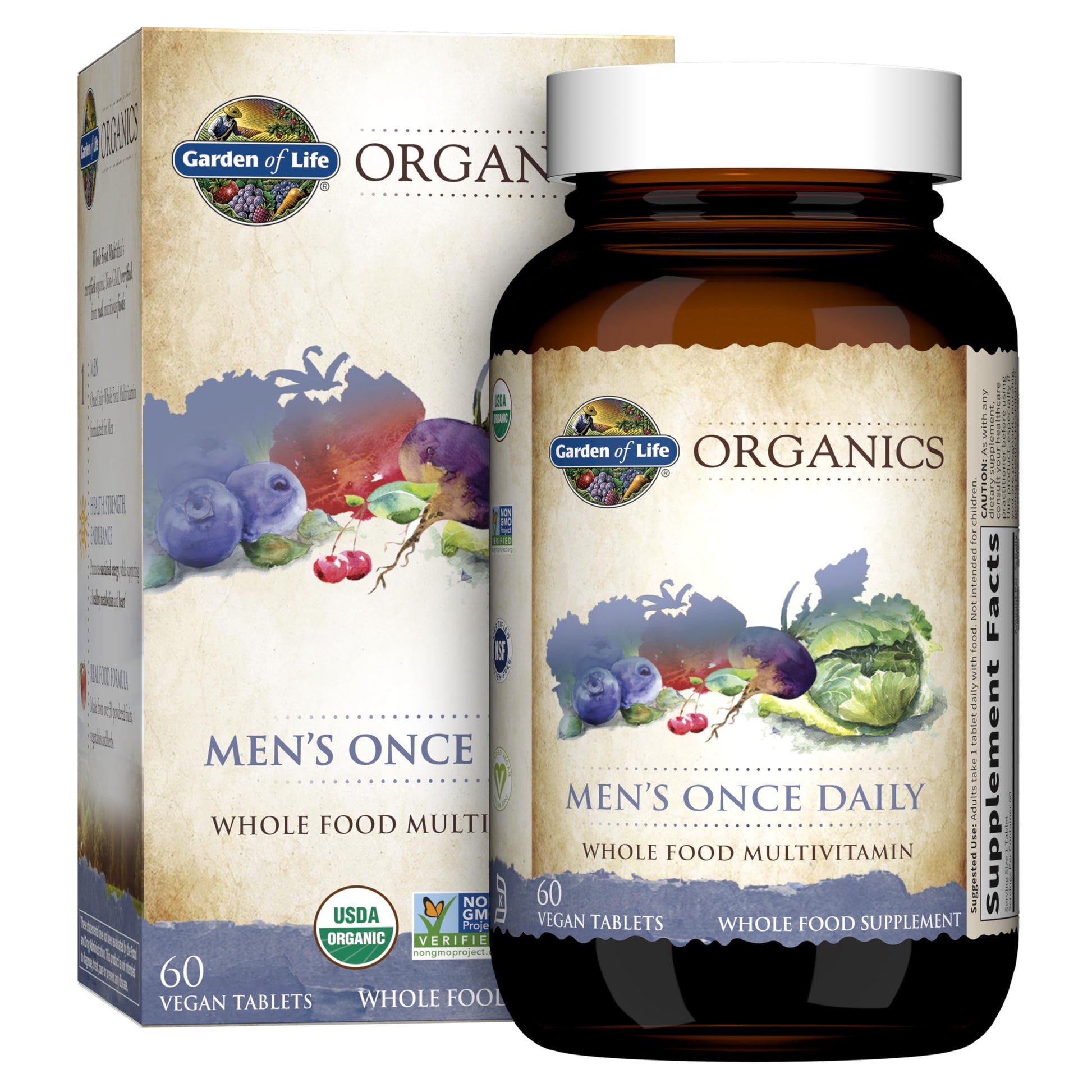 Garden of Life Once Daily Whole Food Multivitamin for Men 60 Tablets