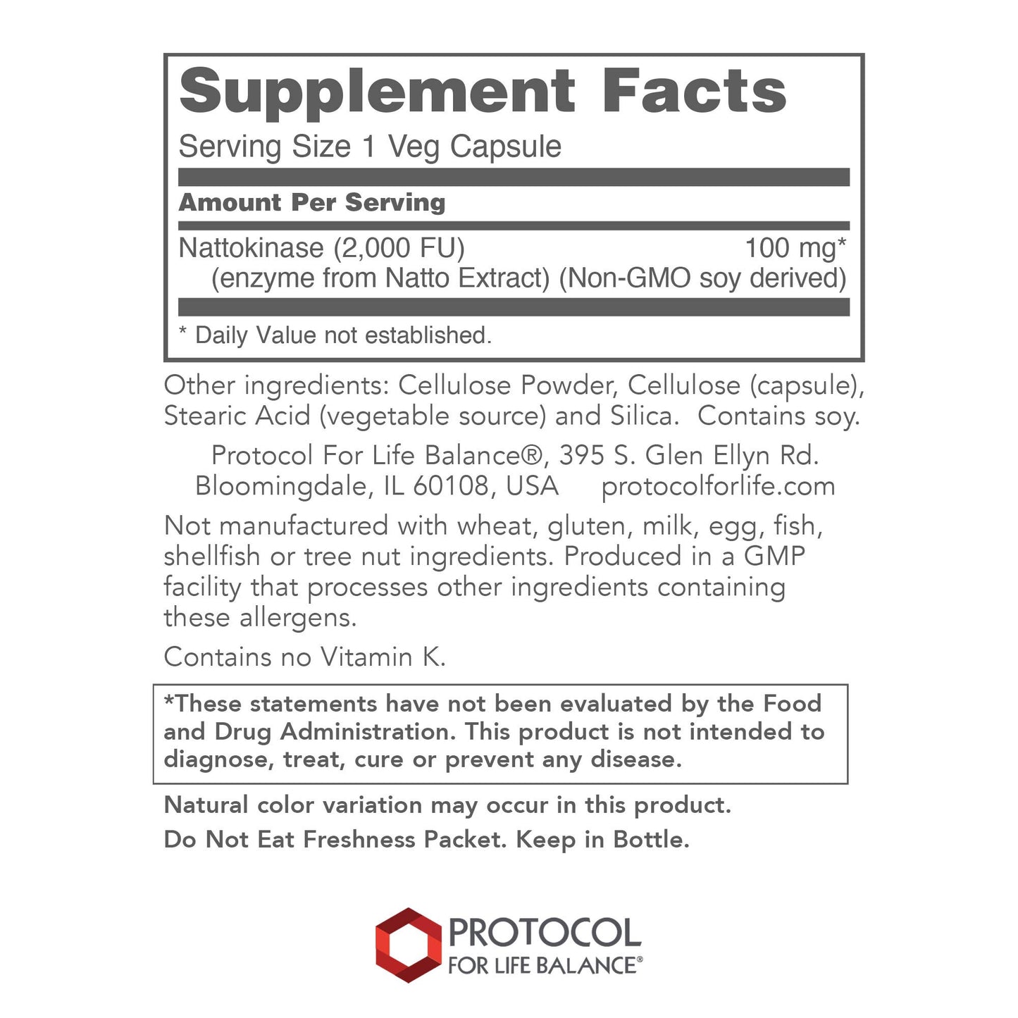 Protocol for Life Balance Nattokinase 100mg Capsule 60 Veg Caps