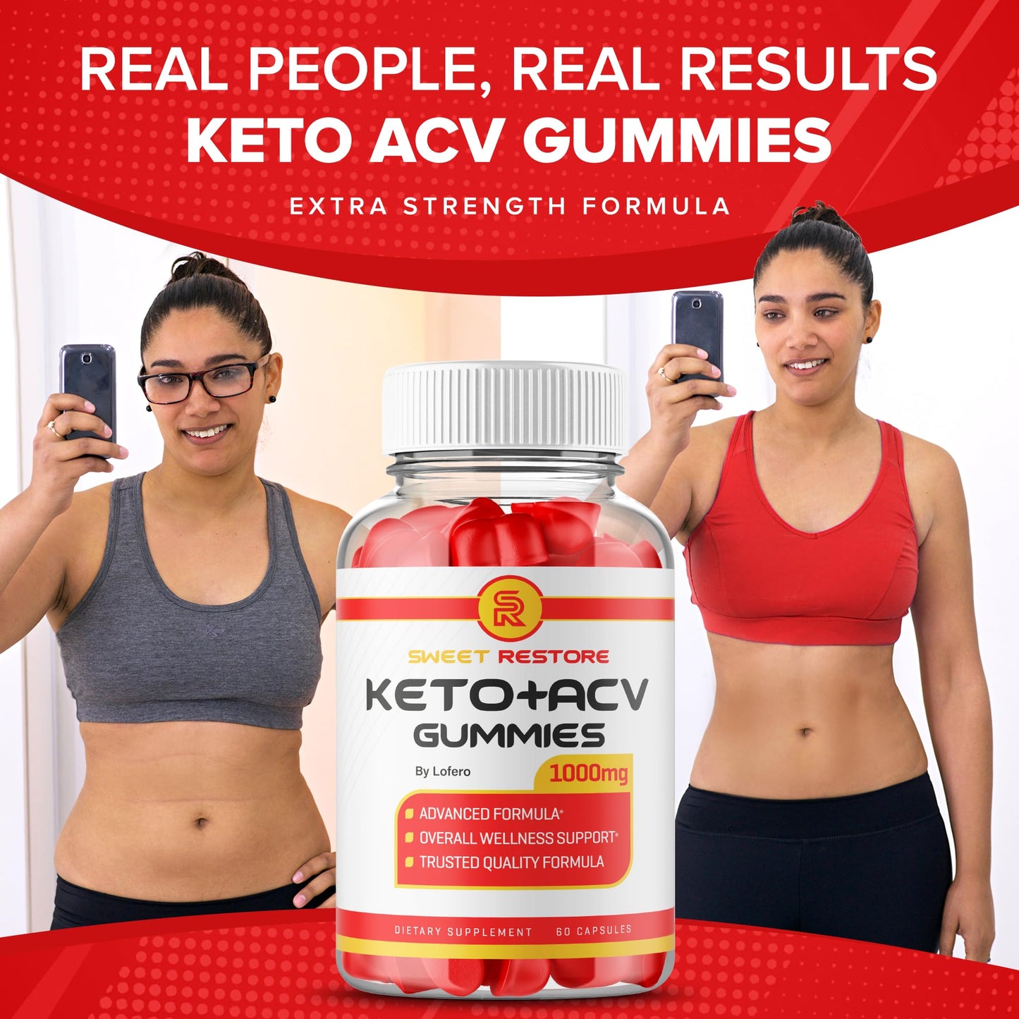 Lofero Sweet Restore Gummies Apple Cider Vinegar ACV Loss Support Advanced Maximum Strength Premium Wellness Formula Natural Ingredients 120 Count