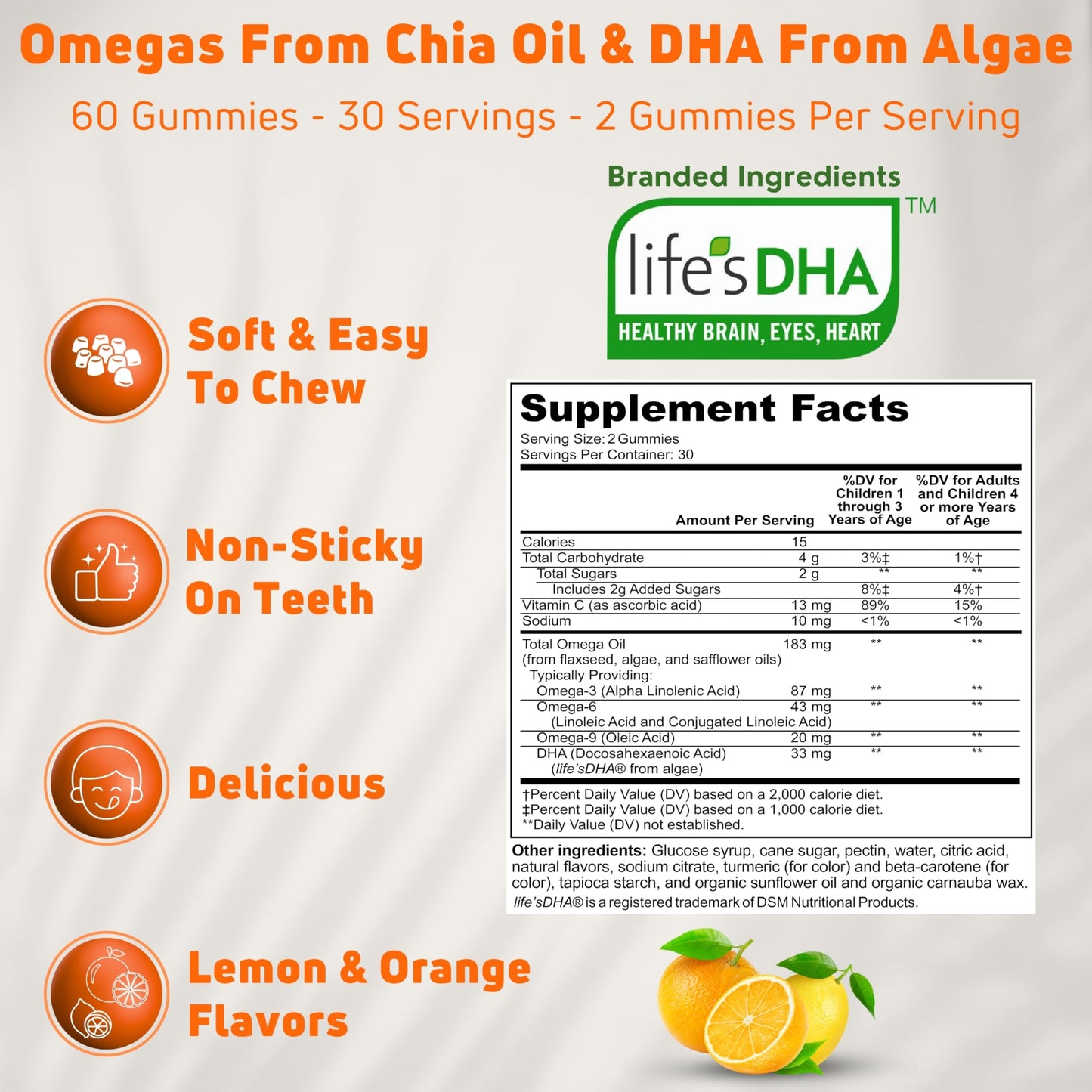 NUELATION Vegan Omega 3 Gummies for Kids with DHA - Plant Based Brain, Eye & Heart Support, 60 Count