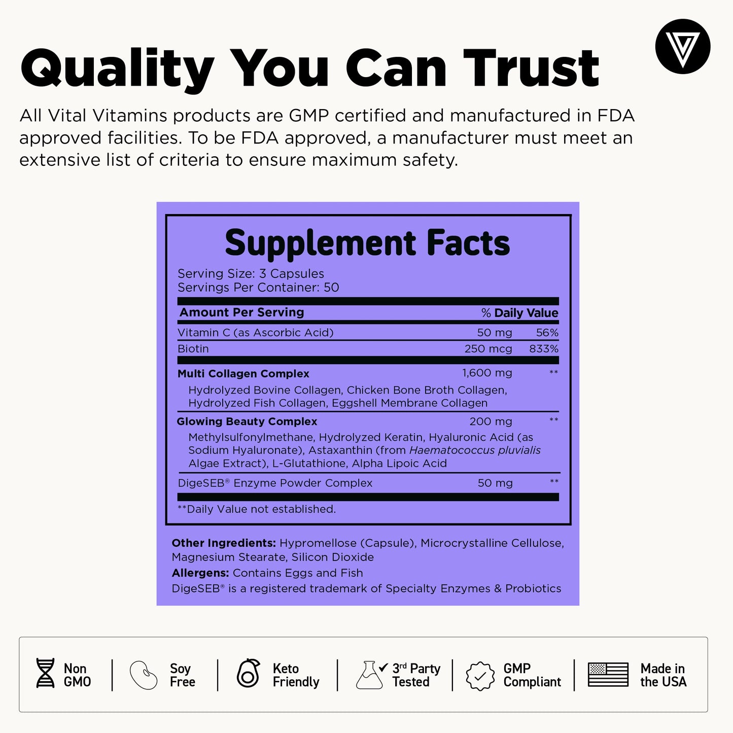 Vital Vitamins Multi Collagen Complex Plus Capsules, 150 Capsules
