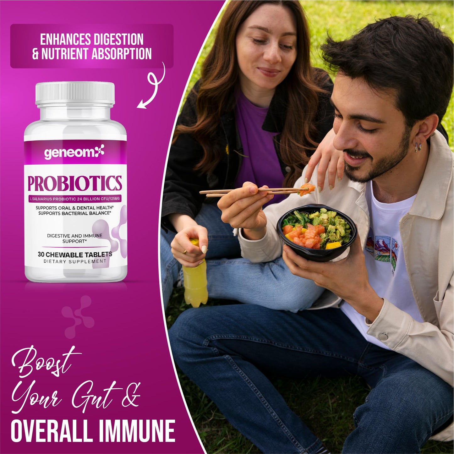 Geneomx Probiotics L. Salivarius 24 Billion CFU Capsule, 30 Count