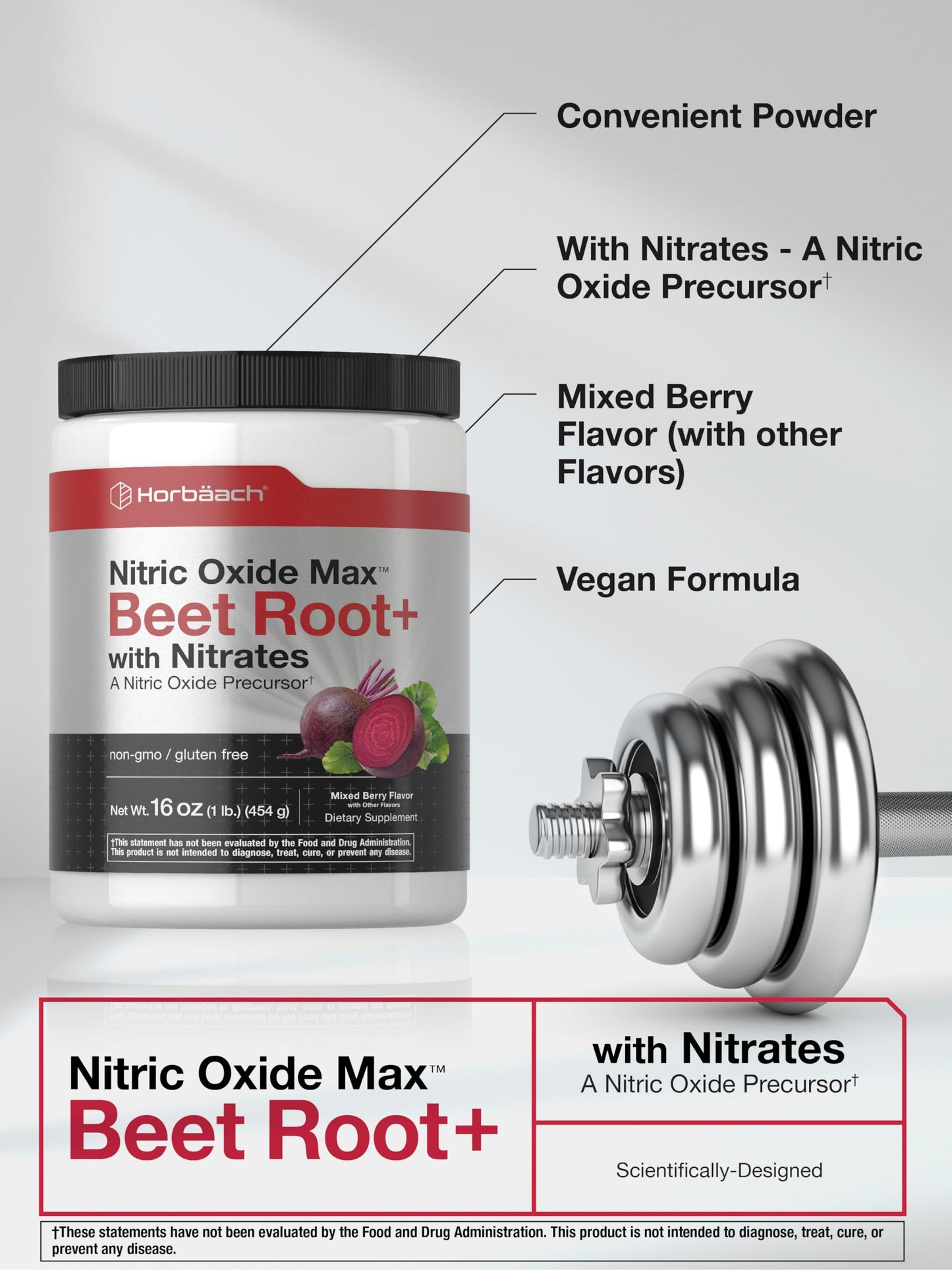 Horbäach Nitric Oxide Powder, 16 oz