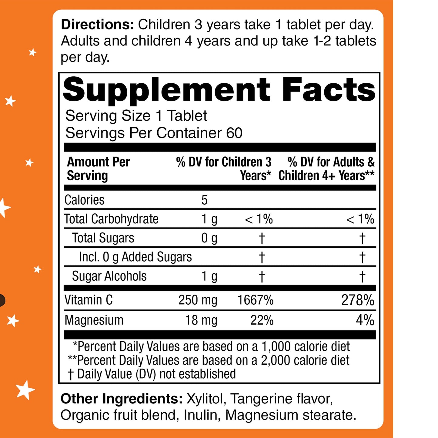 KidStar Nutrients Vitamin C Tablet, 60 Count