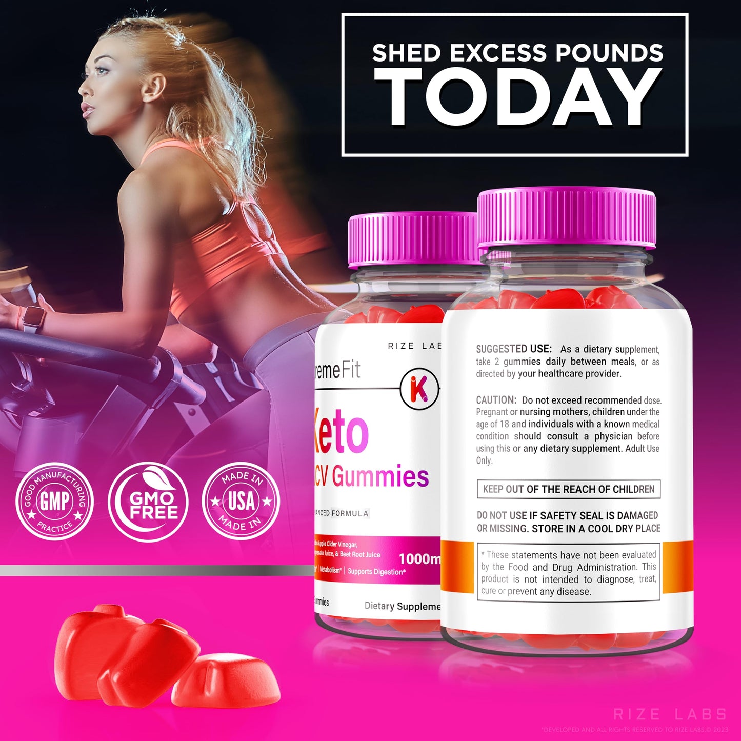 Rize Labs Xtreme Fit Keto ACV Gummies, 180 Gummies