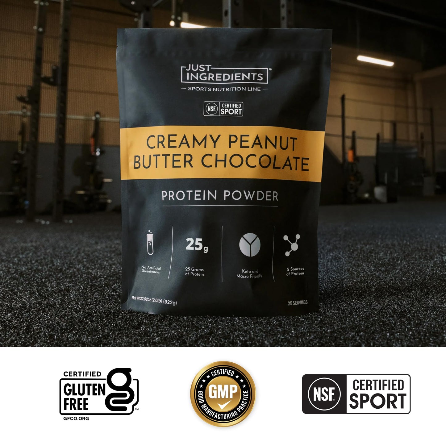 JUST INGREDIENTS Creamy Peanut Butter Chocolate Protein Powder, 25 Servings