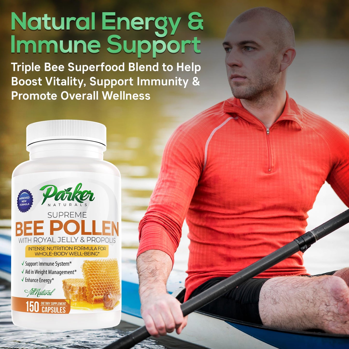 Parker Naturals Supreme Bee Pollen Capsules, 150 Capsules